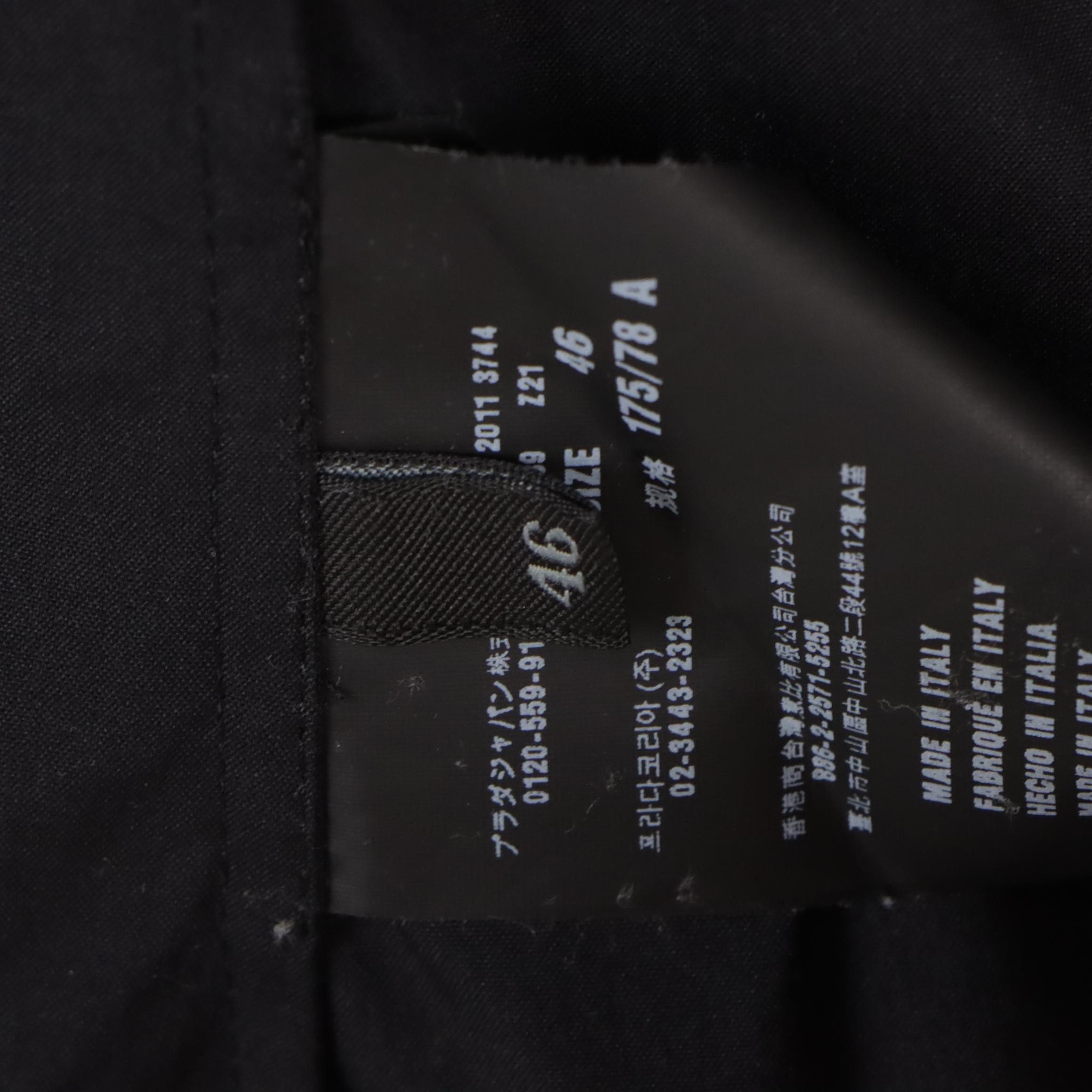 Prada Black Stretch Cotton Single-Breasted Blazer with Back Bow Detail