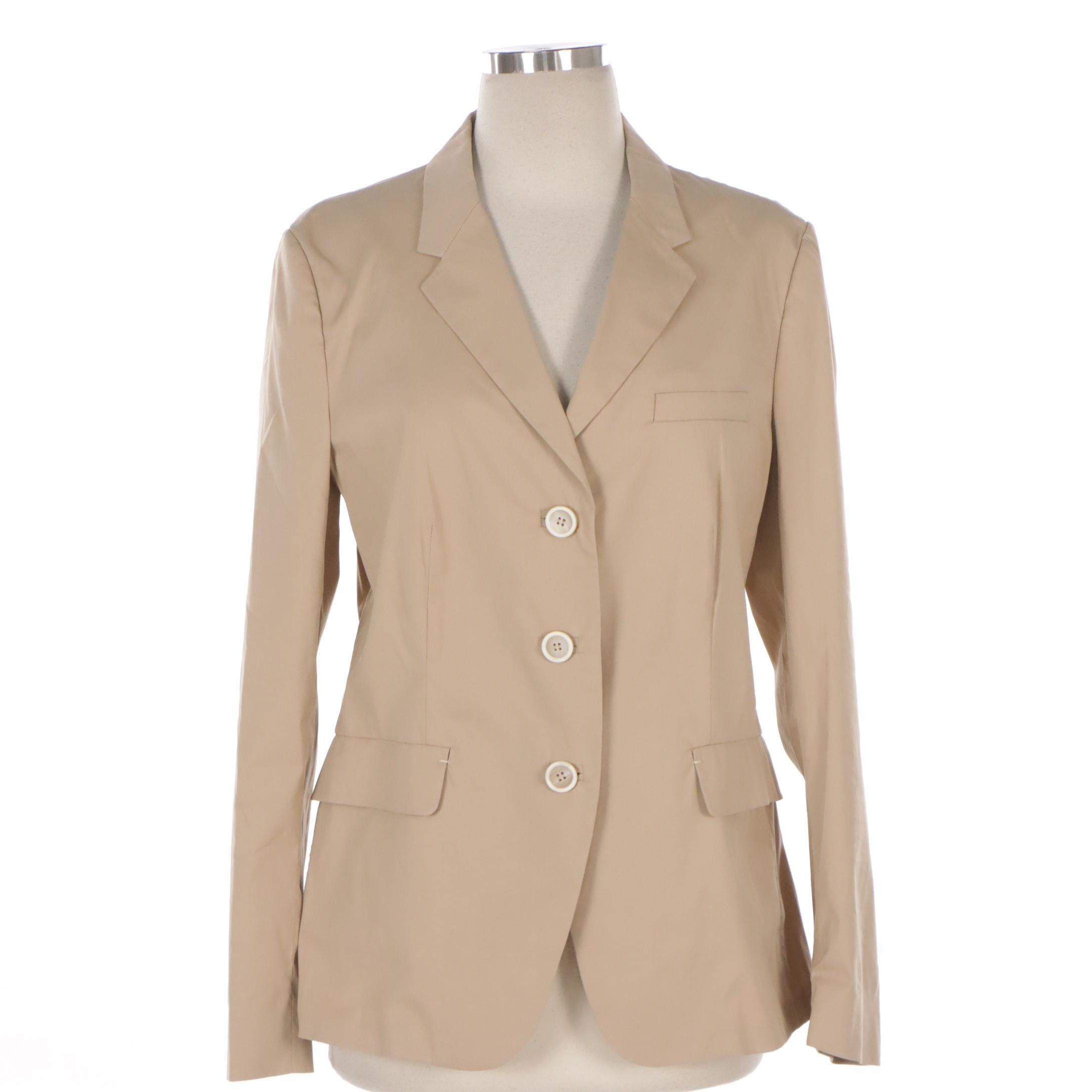 Prada Cotton-Blend Three-Button Blazer