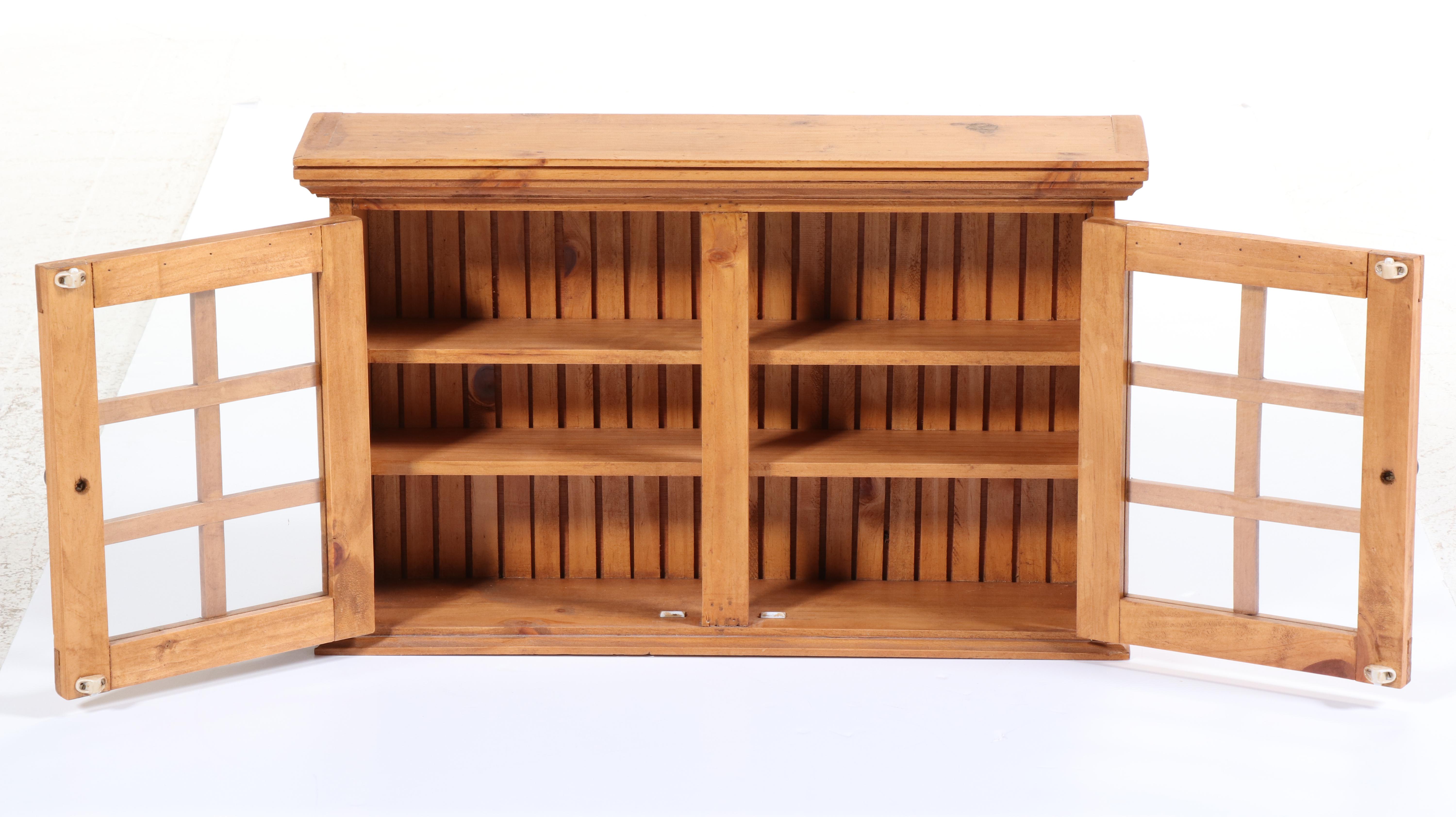 Palecek Wooden Hanging Cabinet with Glass Doors
