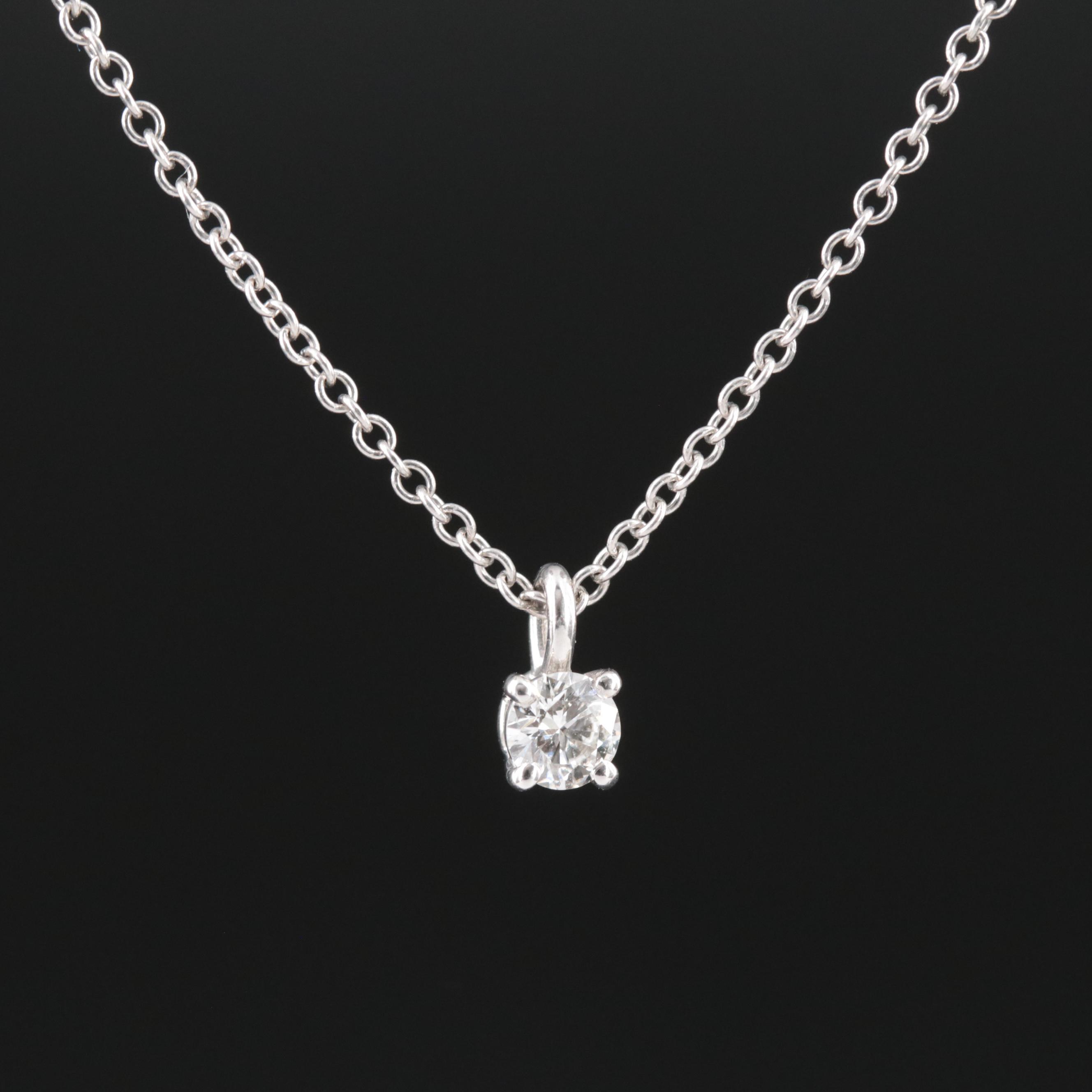 Tiffany & Co. Platinum 0.12 CT Diamond Solitaire Necklace