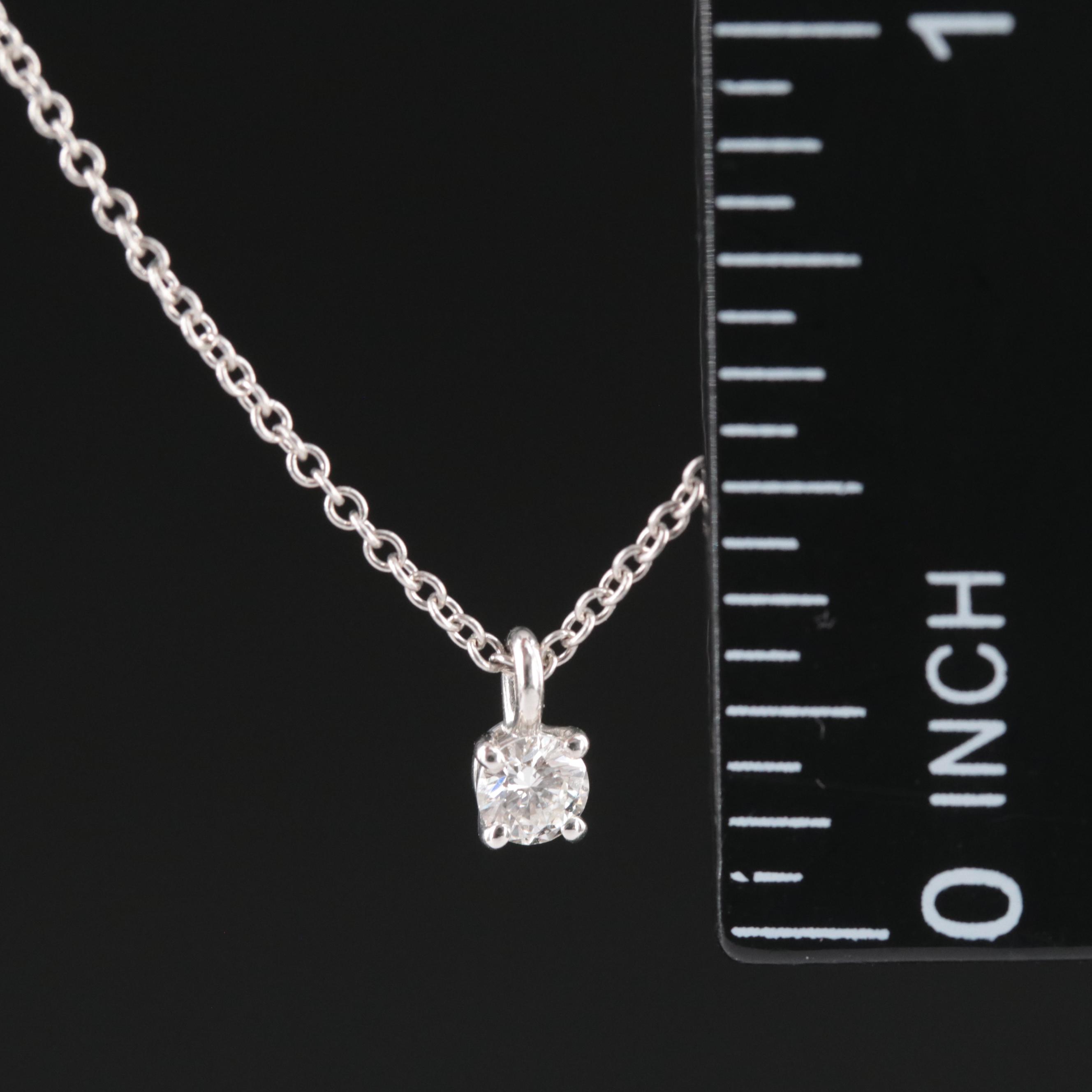 Tiffany & Co. Platinum 0.12 CT Diamond Solitaire Necklace