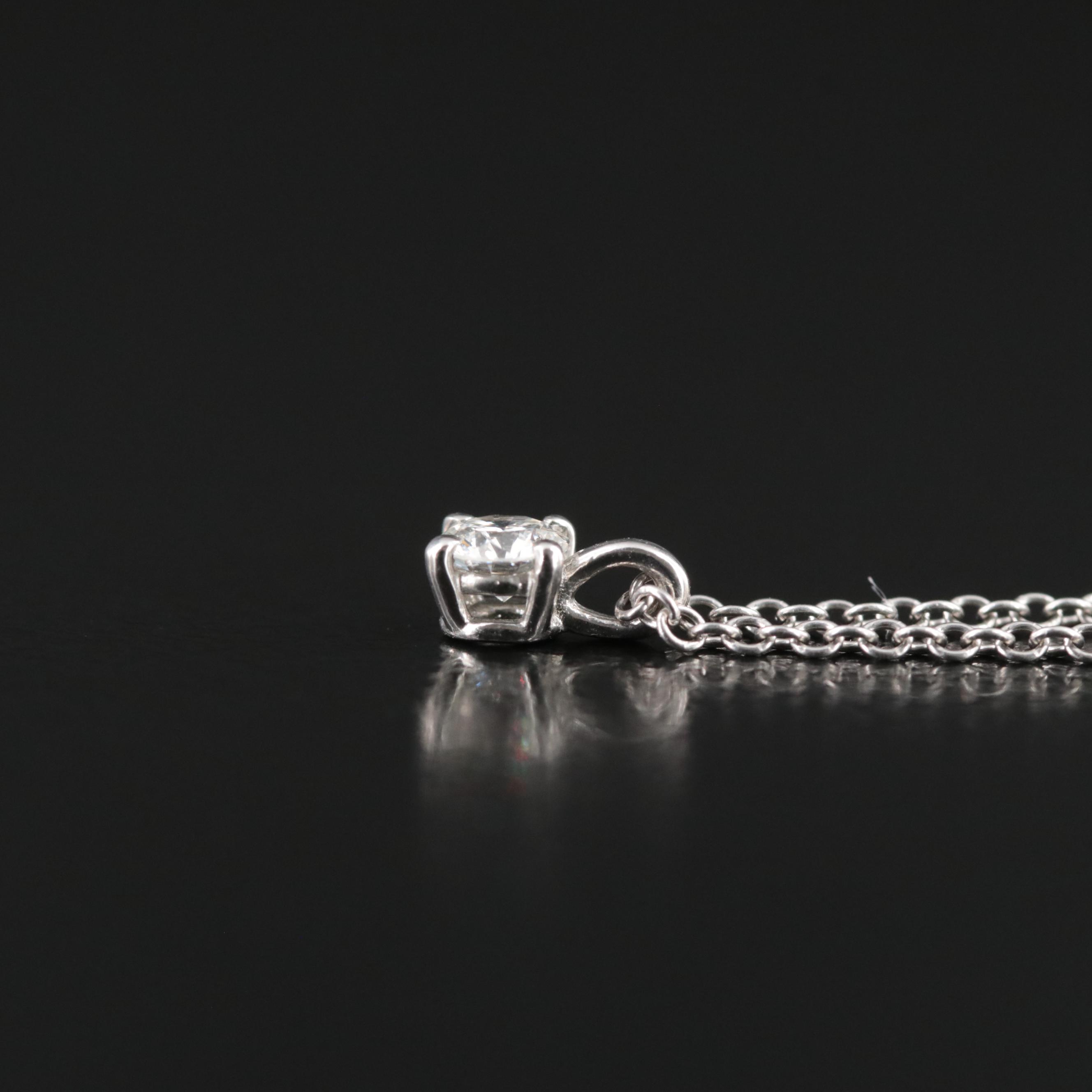 Tiffany & Co. Platinum 0.12 CT Diamond Solitaire Necklace
