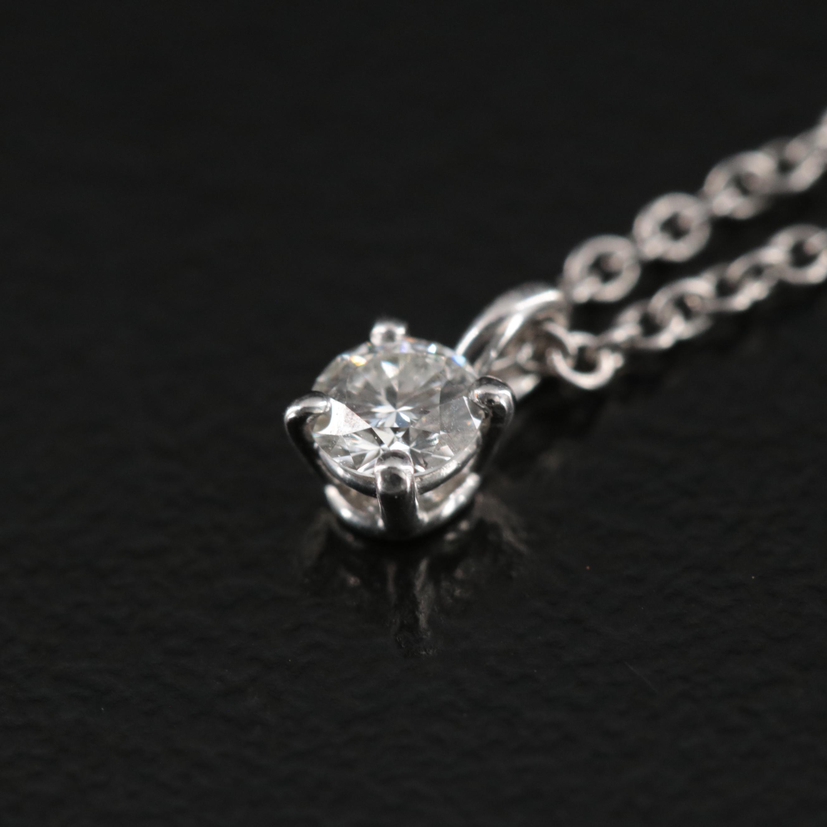 Tiffany & Co. Platinum 0.12 CT Diamond Solitaire Necklace