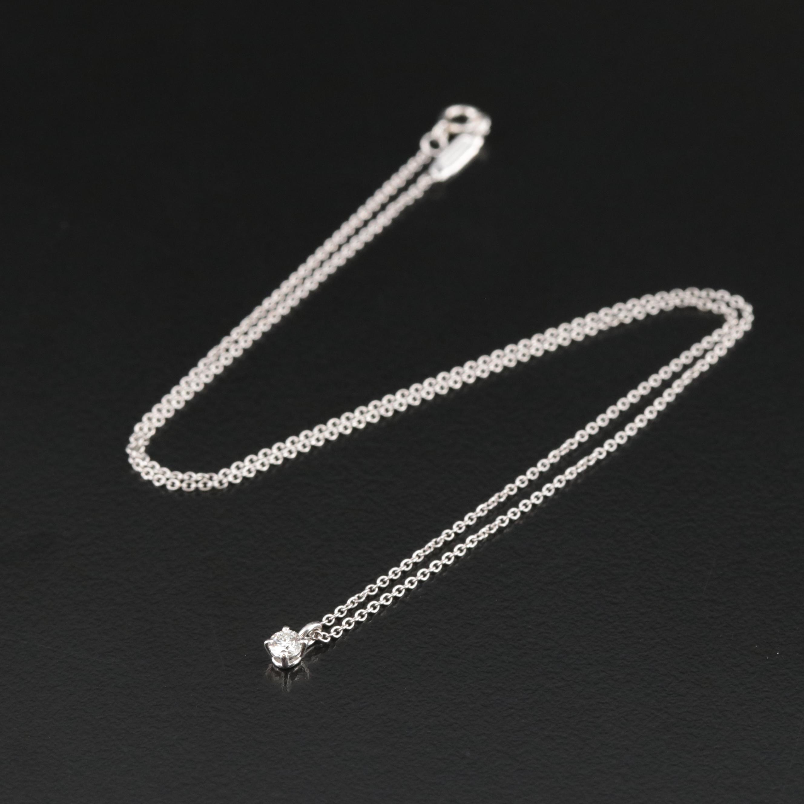 Tiffany & Co. Platinum 0.12 CT Diamond Solitaire Necklace