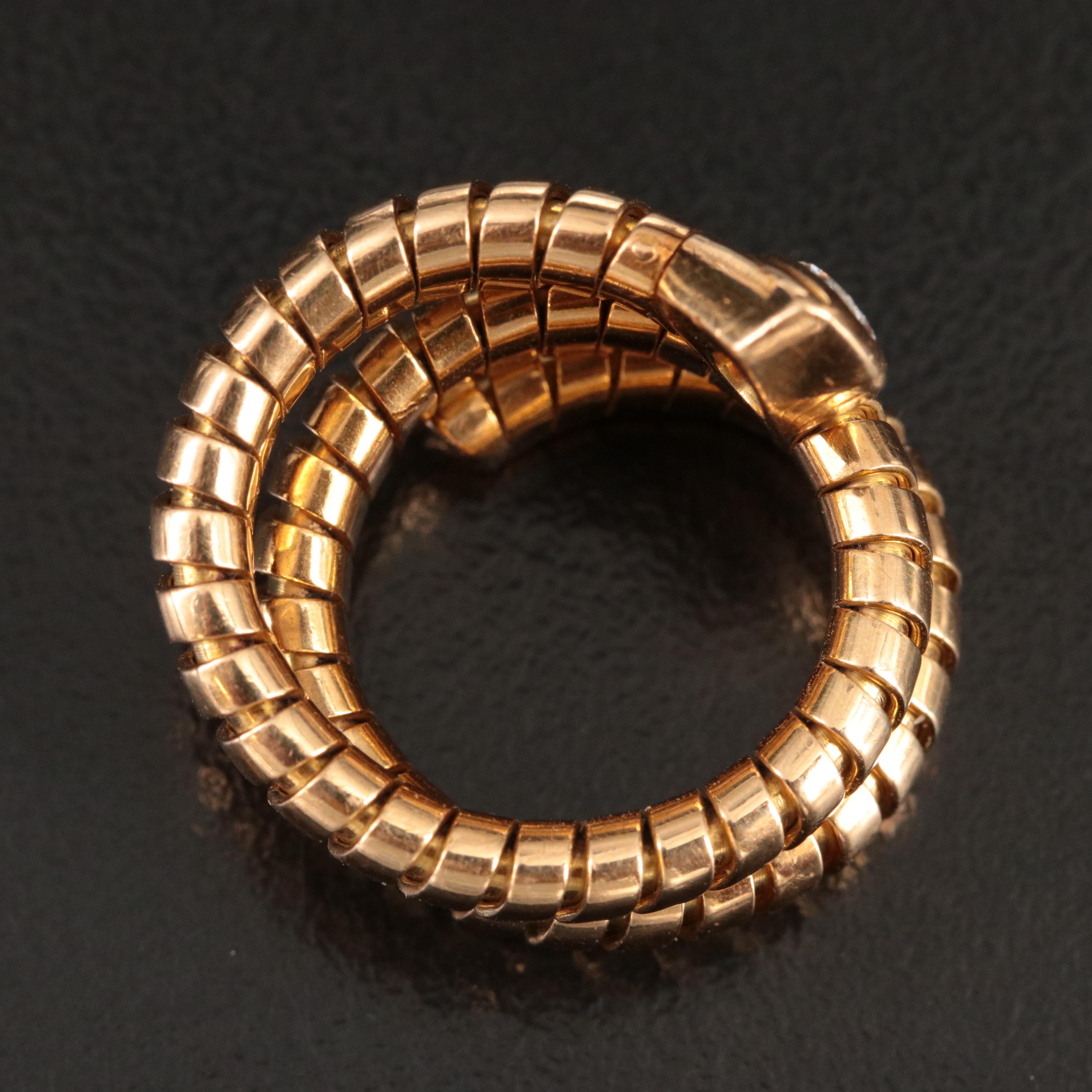 Bulgari BVLGARI 18K 0. 35 CT Pear Diamond Double Coil Tubogas Ring