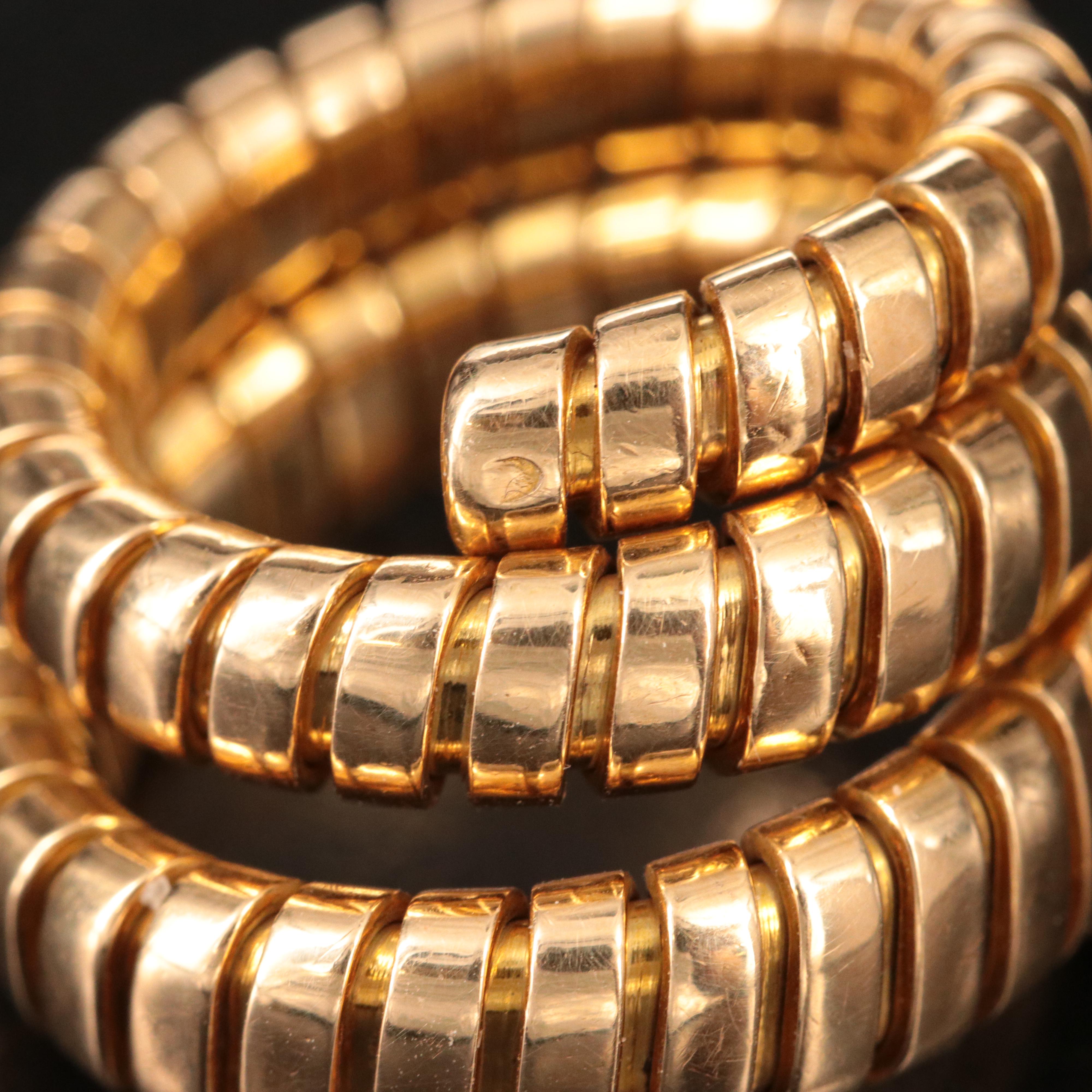 Bulgari BVLGARI 18K 0. 35 CT Pear Diamond Double Coil Tubogas Ring