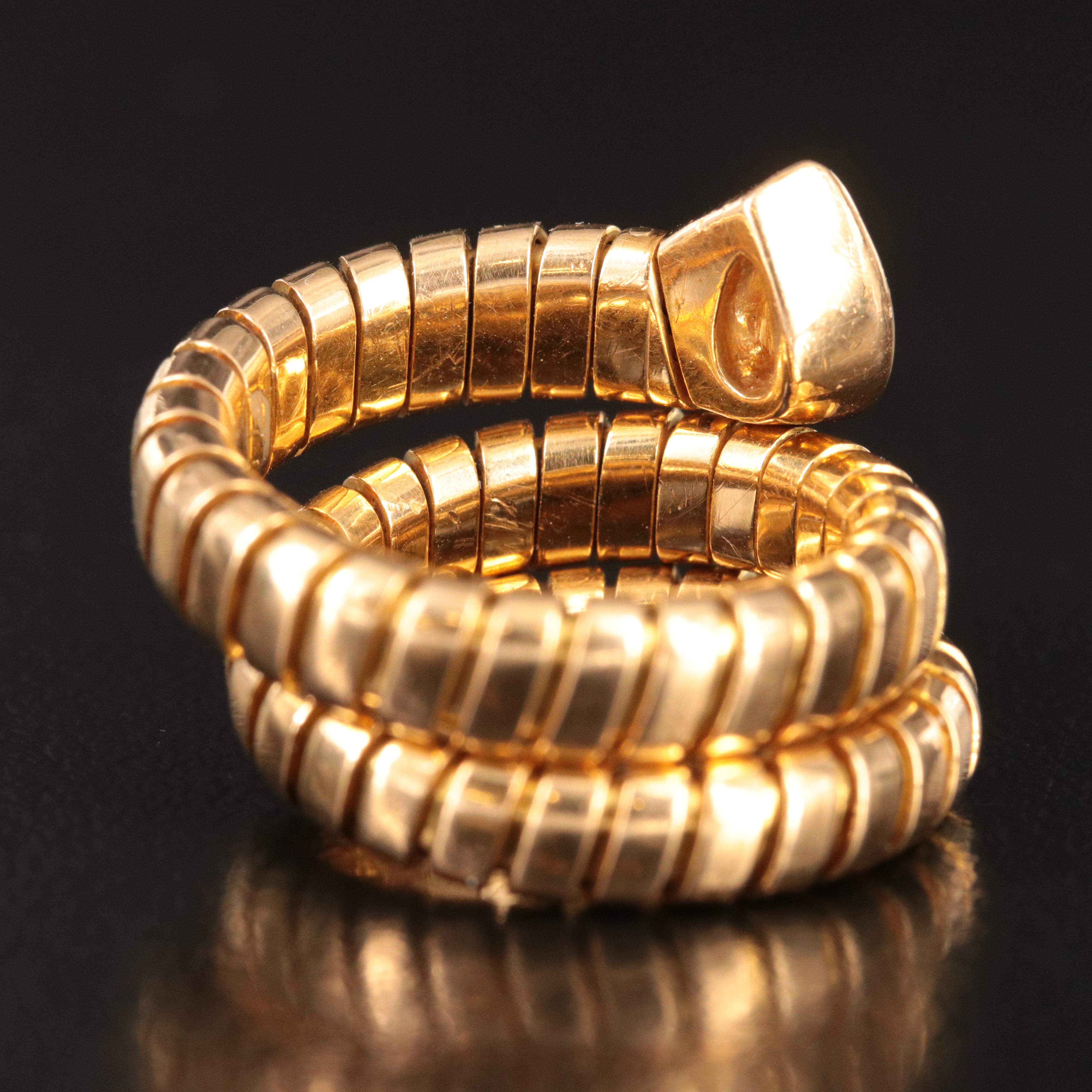 Bulgari BVLGARI 18K 0. 35 CT Pear Diamond Double Coil Tubogas Ring