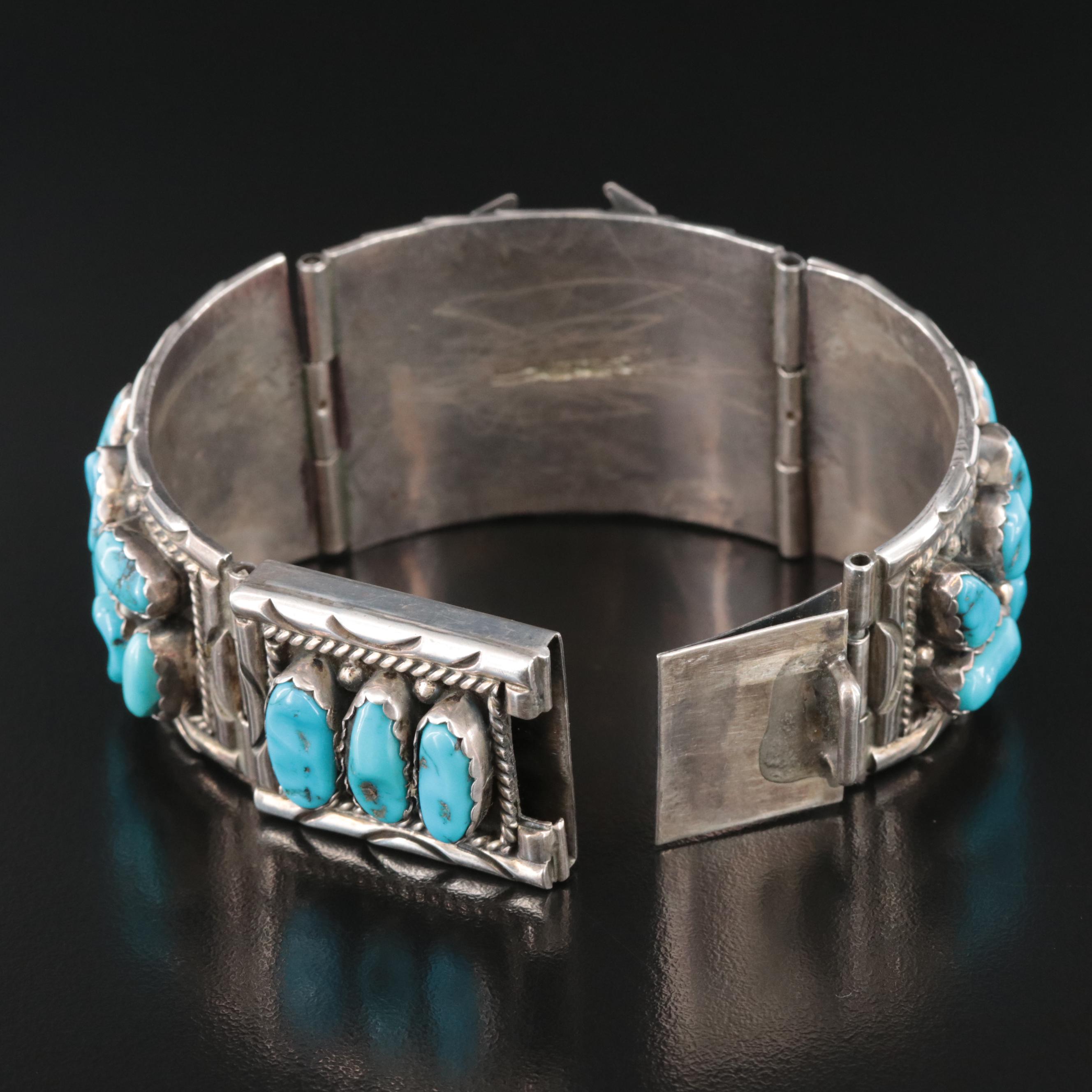 Southwestern Style Sterling Turquoise Watch Bracelet