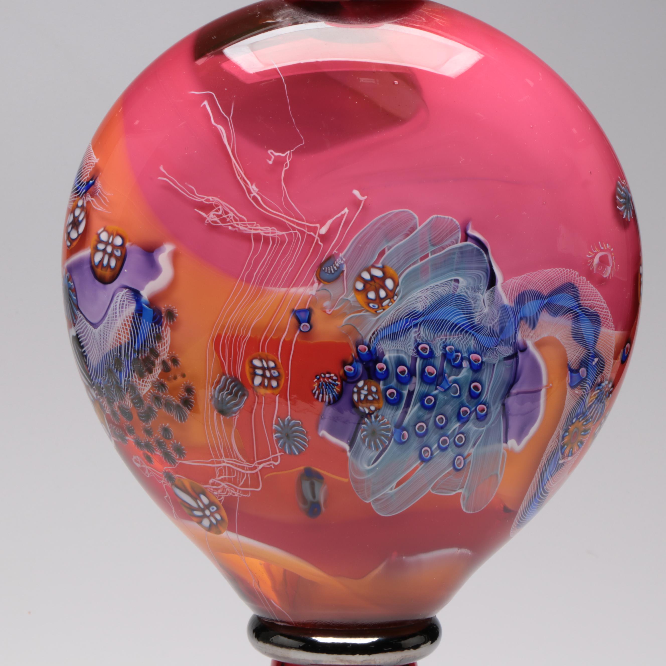 Wes Hunting “Colorfield” Handblown and Cane-Worked Studio Art Glass Amphora Vase