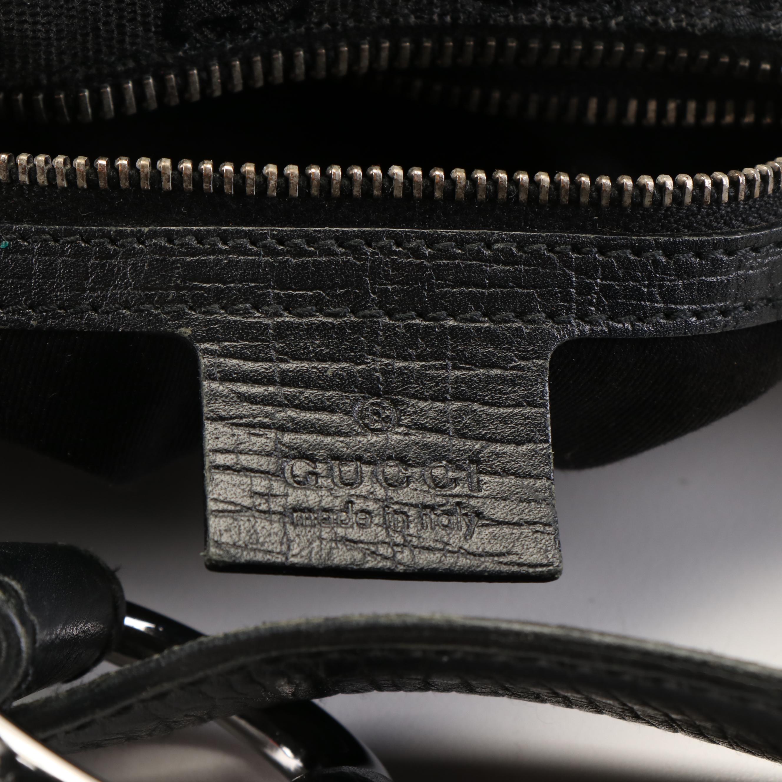 Gucci Horsebit Black Canvas Hobo Bag