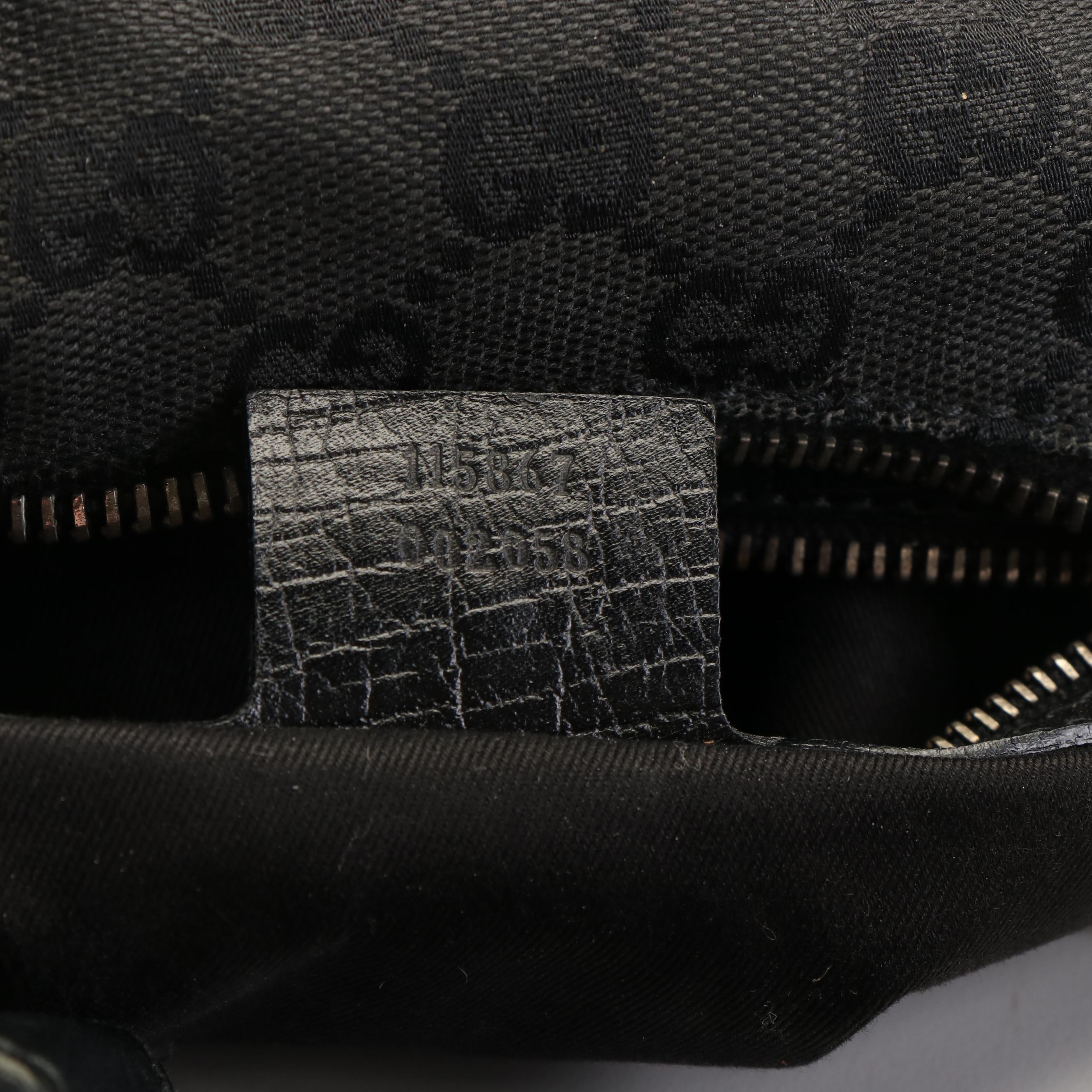 Gucci Horsebit Black Canvas Hobo Bag