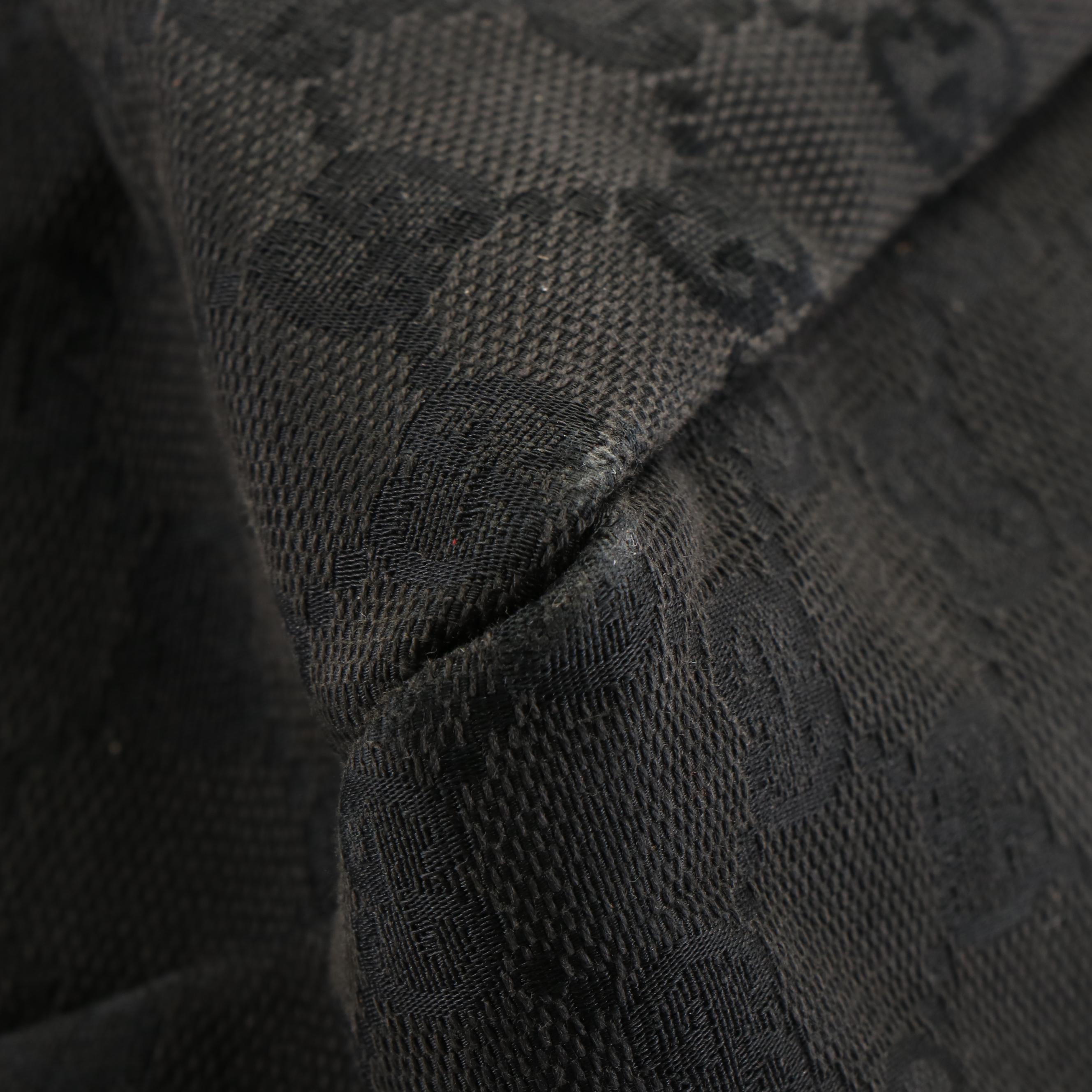 Gucci Horsebit Black Canvas Hobo Bag