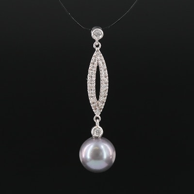 14K Pearl and Diamond Pendant