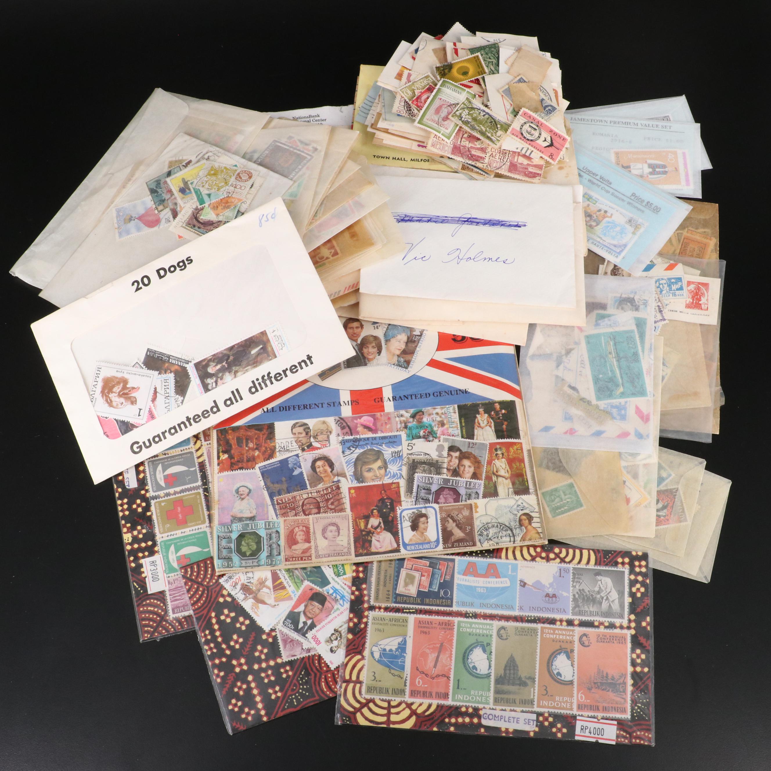 Large Group of Vintage World Postage Stamps
