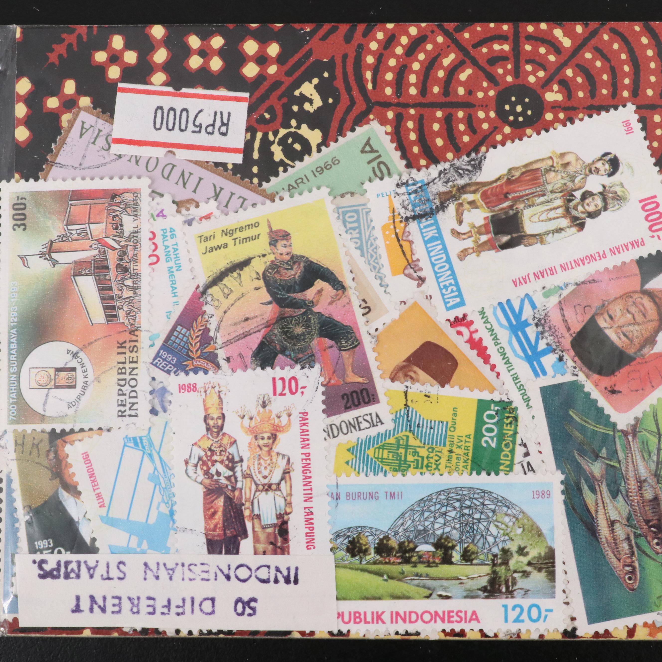 Large Group of Vintage World Postage Stamps