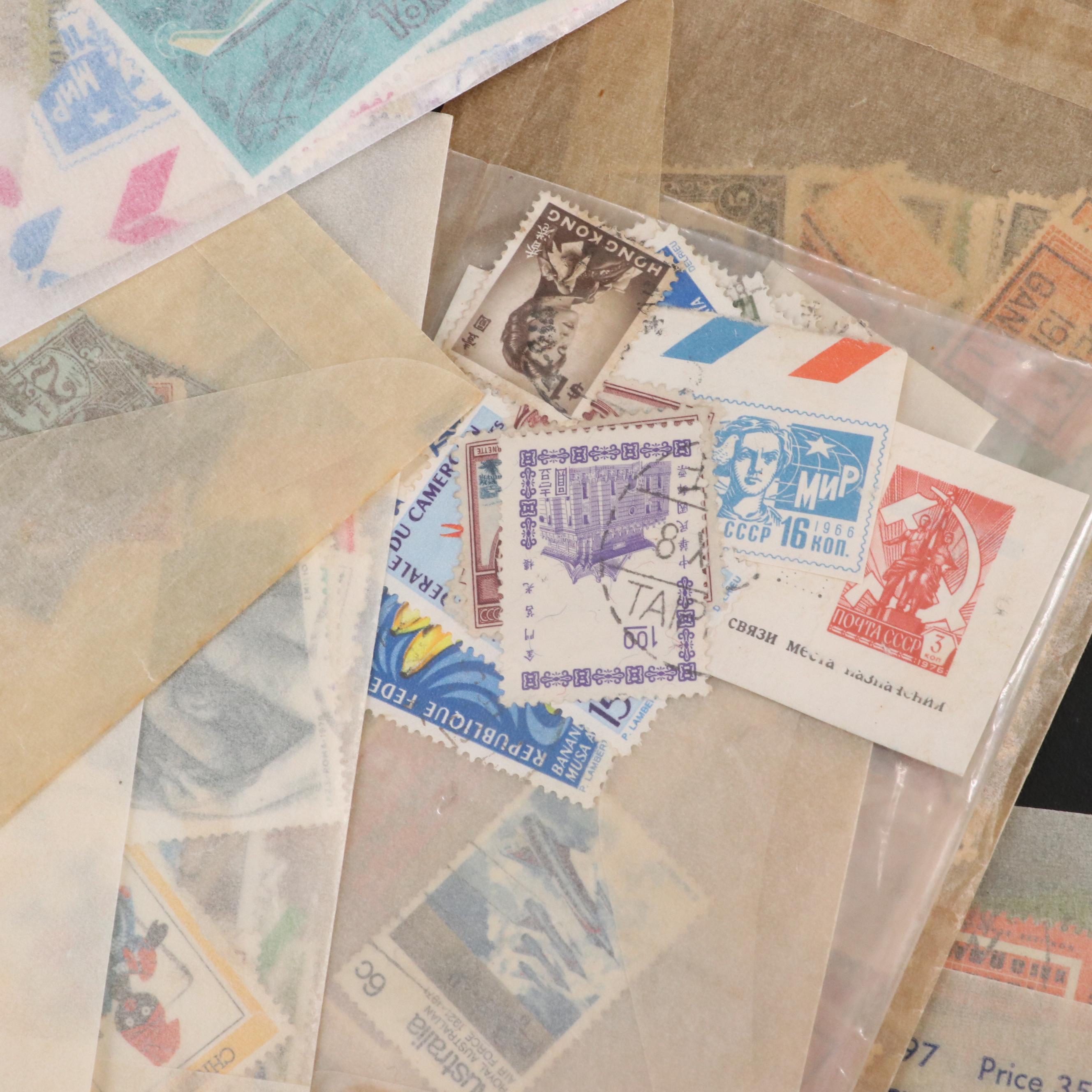 Large Group of Vintage World Postage Stamps