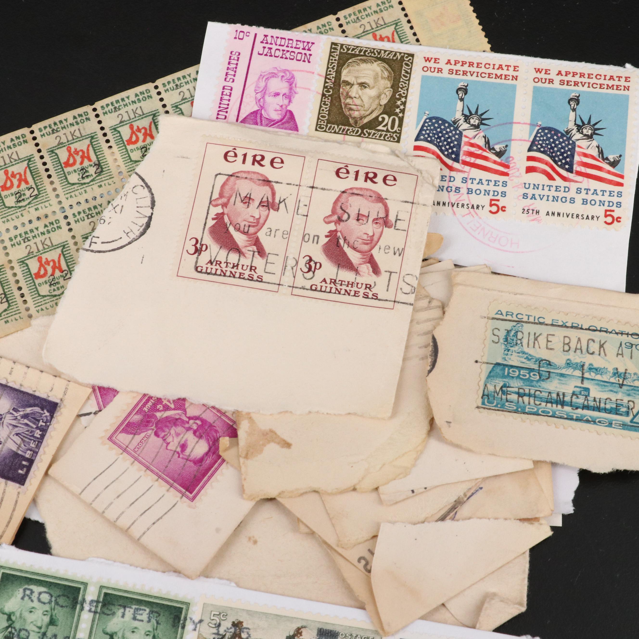 Large Group of Vintage World Postage Stamps