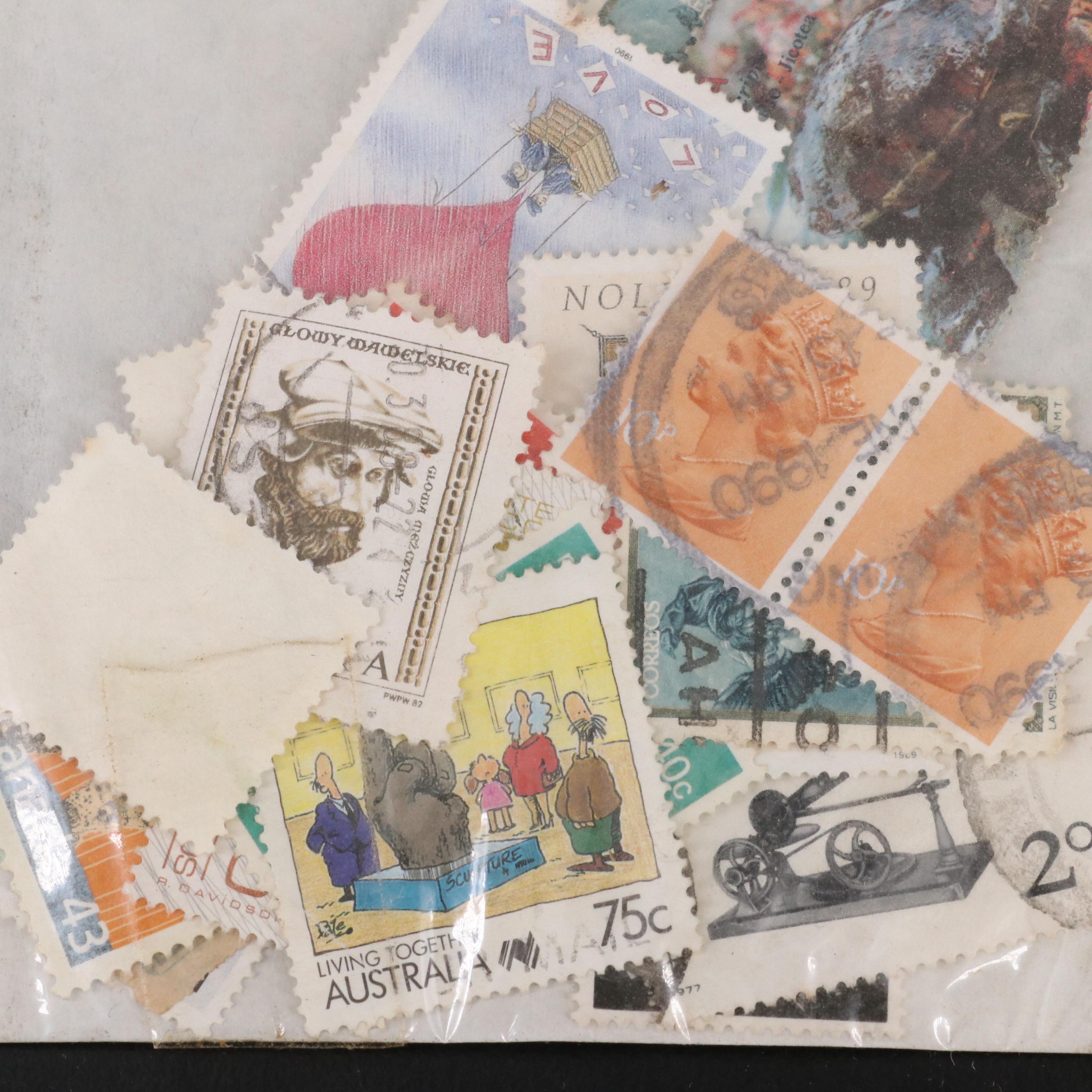 Large Group of Vintage World Postage Stamps