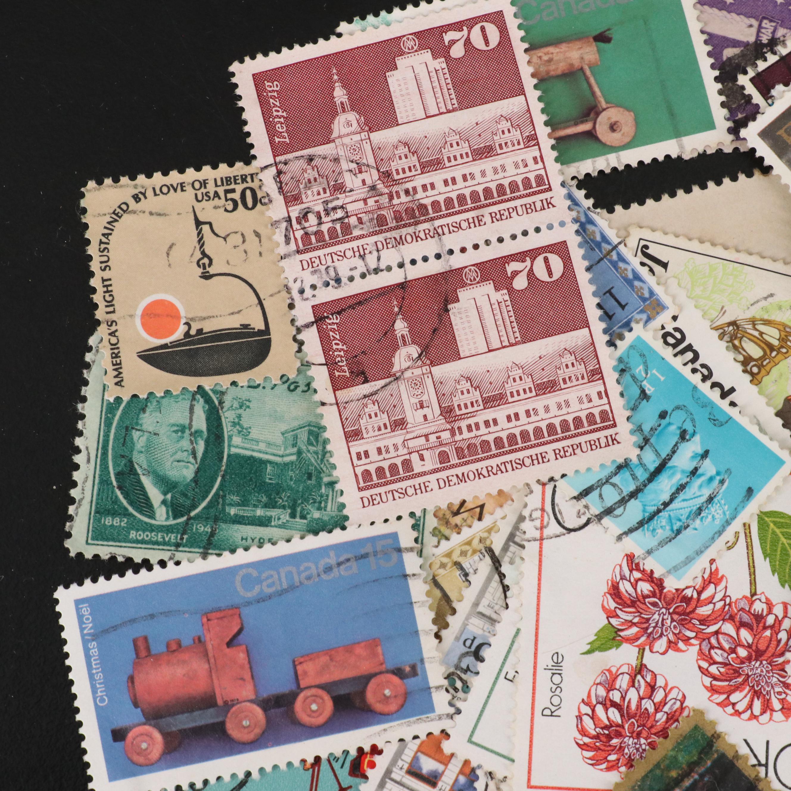 Large Group of Vintage World Postage Stamps