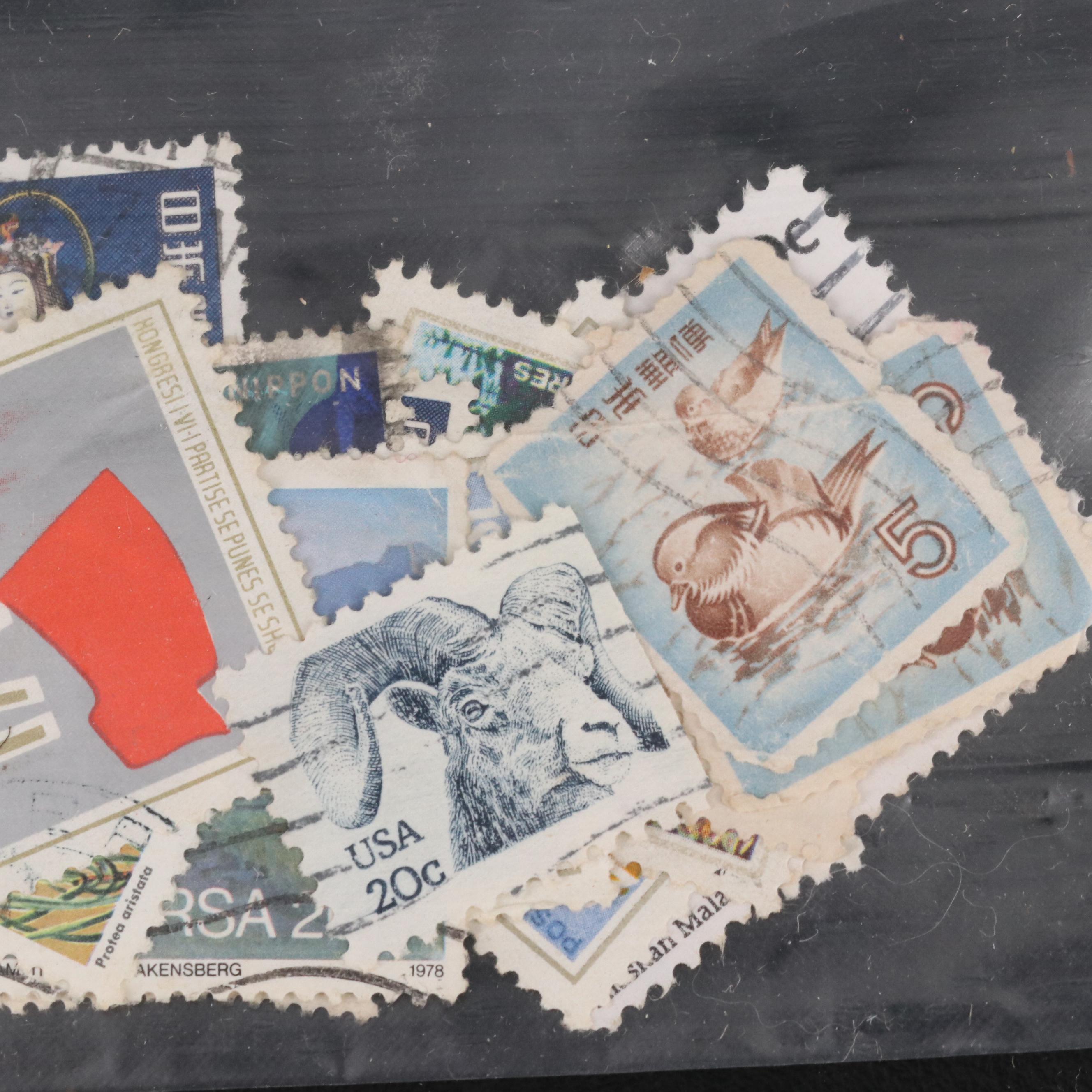 Large Group of Vintage World Postage Stamps