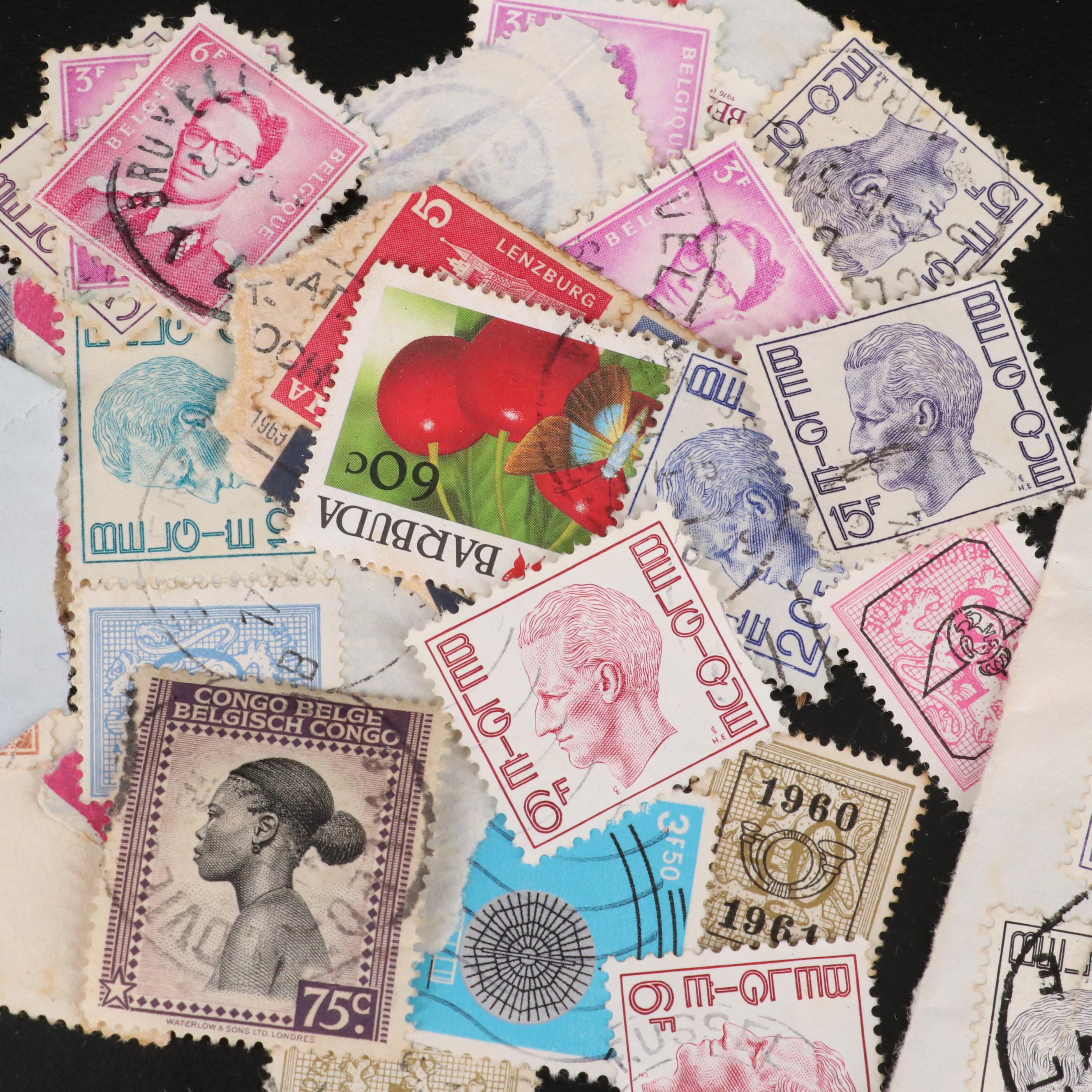 Large Group of Vintage World Postage Stamps