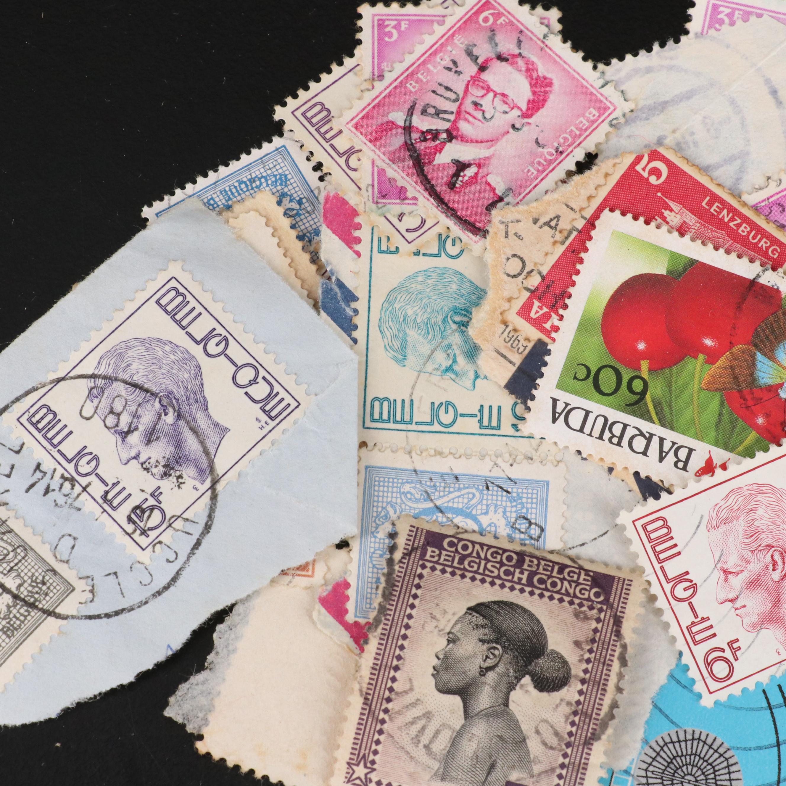 Large Group of Vintage World Postage Stamps