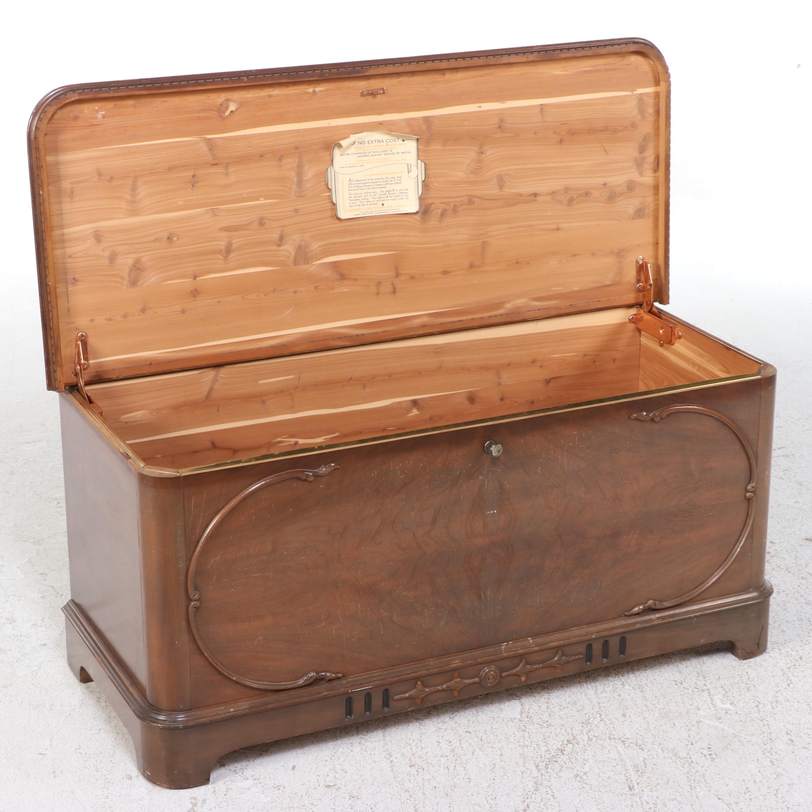 Caswell-Runyan Walnut Cedar Trunk, Mid-20th Century