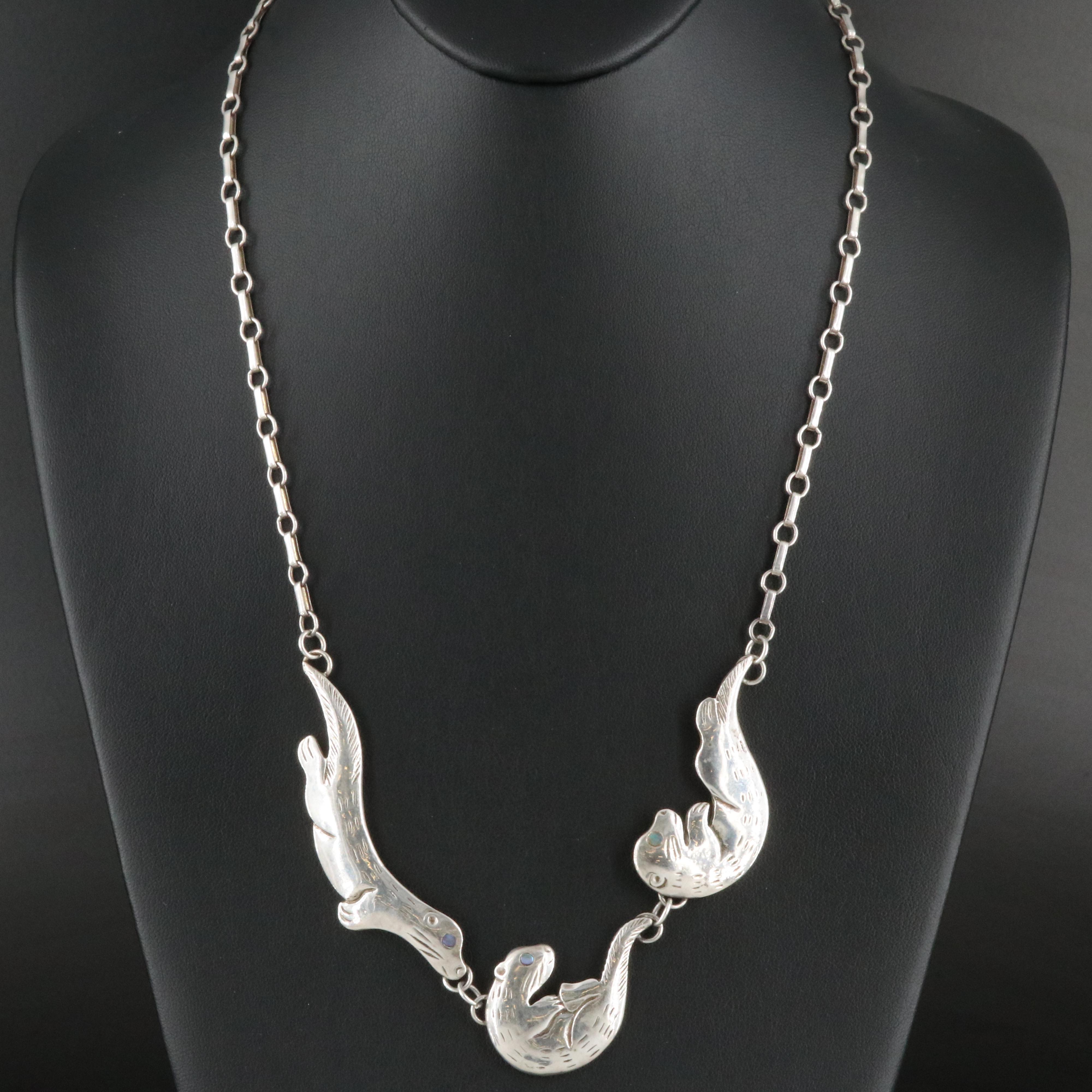 Sterling Otter Necklace with Abalone Accents