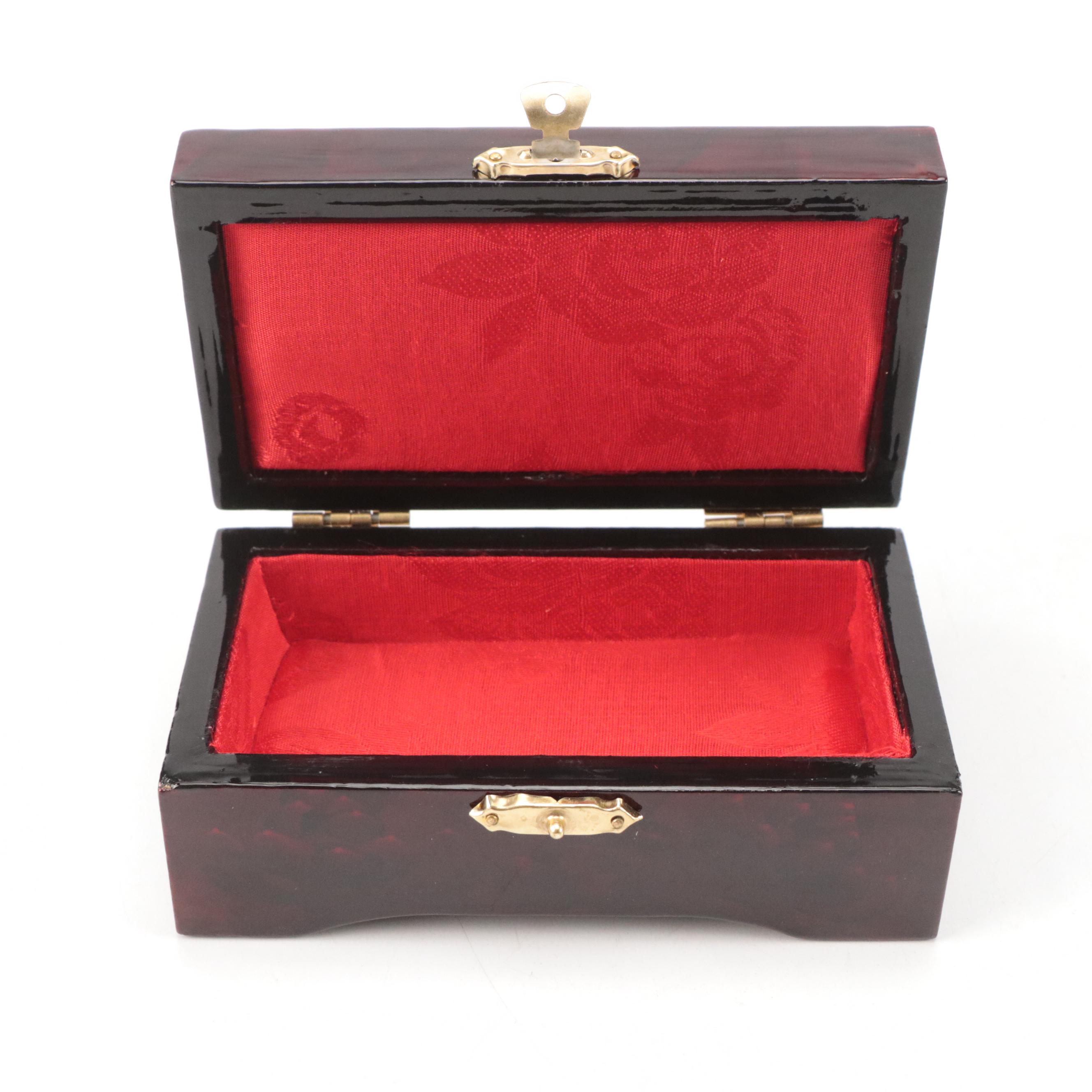 Chinese Hand-Decorated Paper Fan with Lacquered Box, Stuffed Bear and More