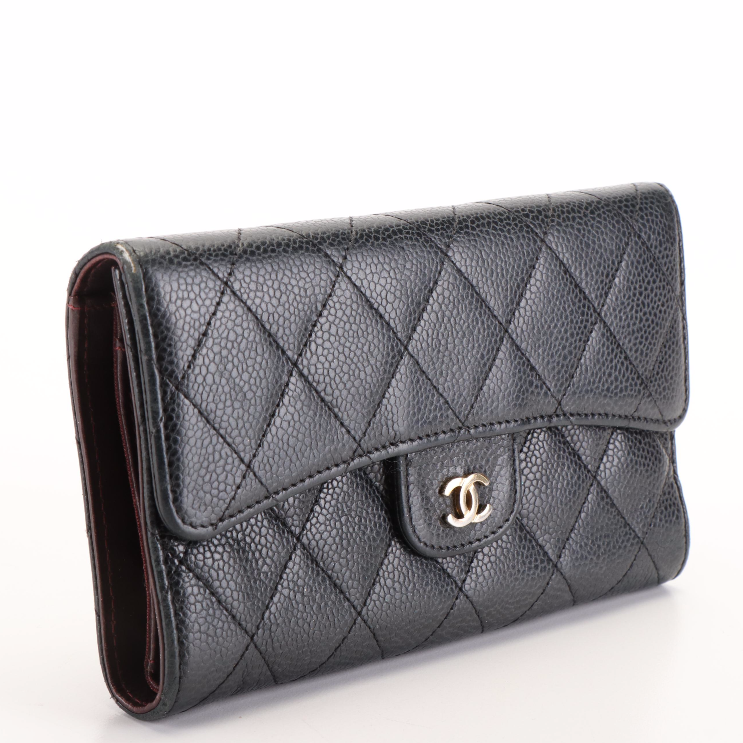Chanel Classic Large CC Flap Wallet in Quilted Black Caviar Leather
