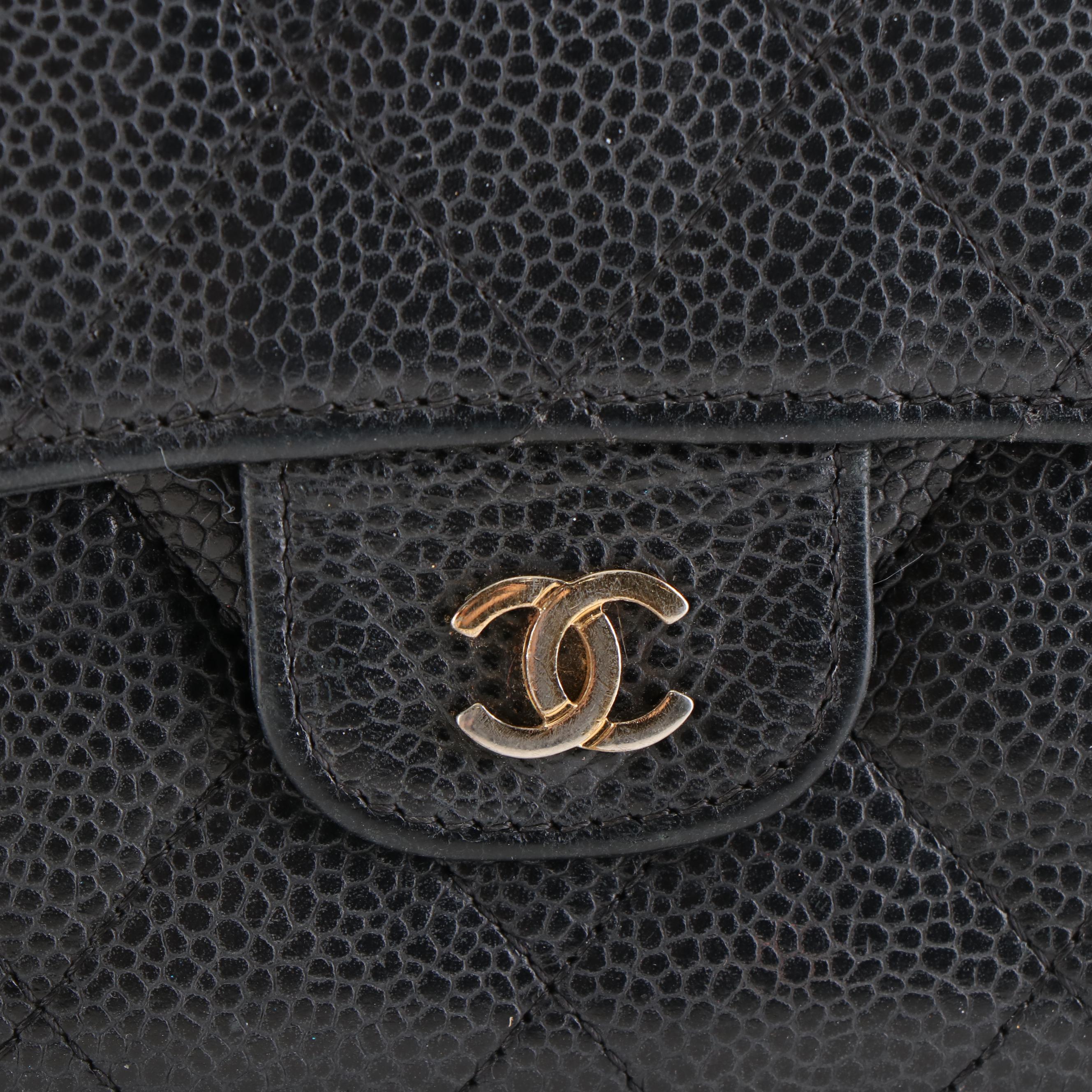 Chanel Classic Large CC Flap Wallet in Quilted Black Caviar Leather