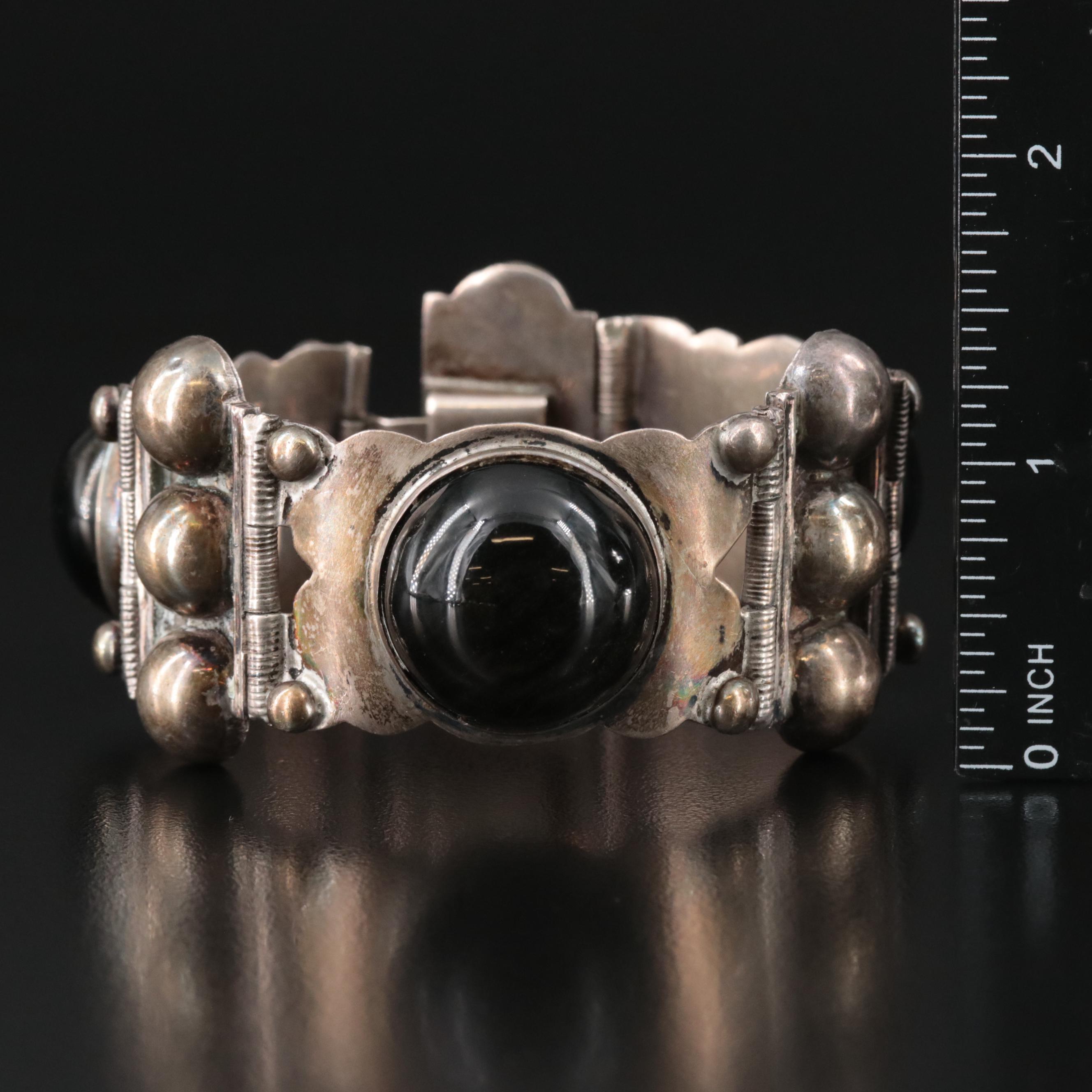 Mexican Sterling Obsidian Bracelets