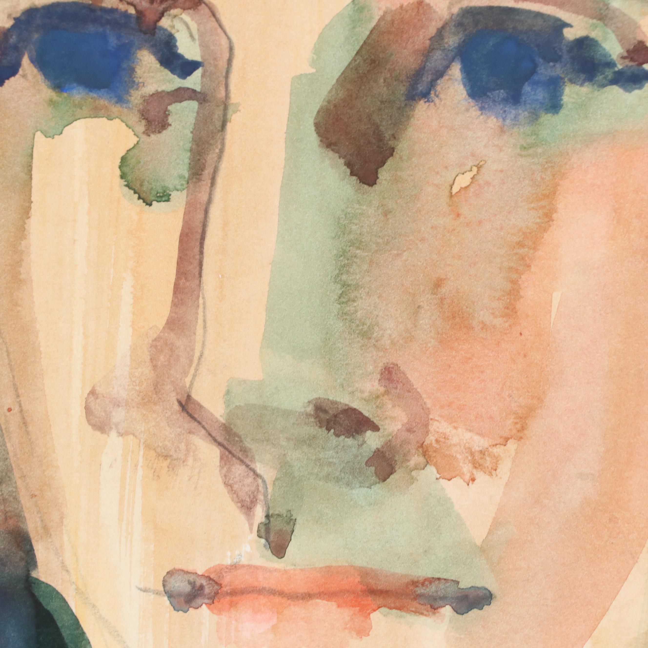 Jack Meanwell Modern Watercolor Portrait, 1995