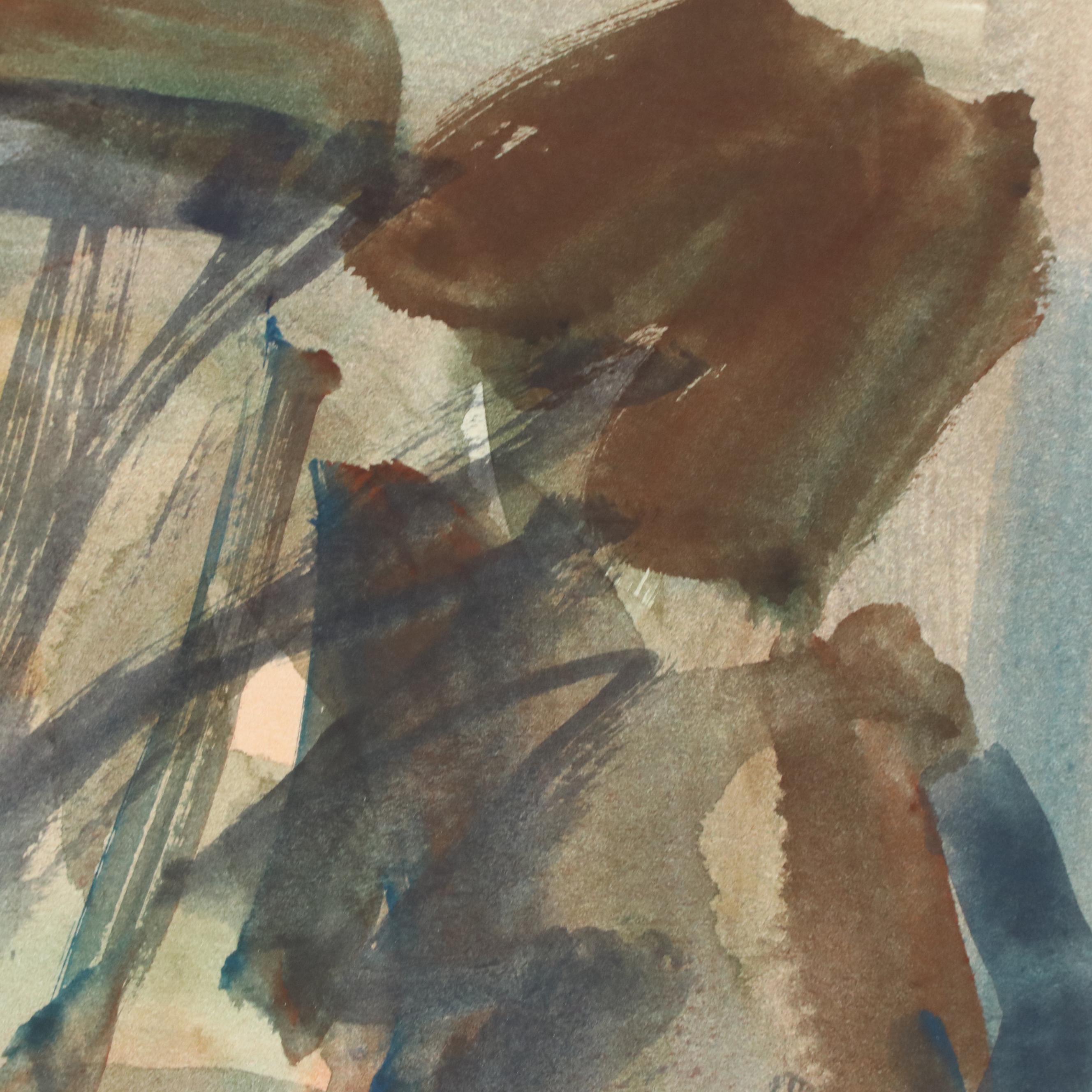 Jack Meanwell Modern Watercolor Portrait, 1995