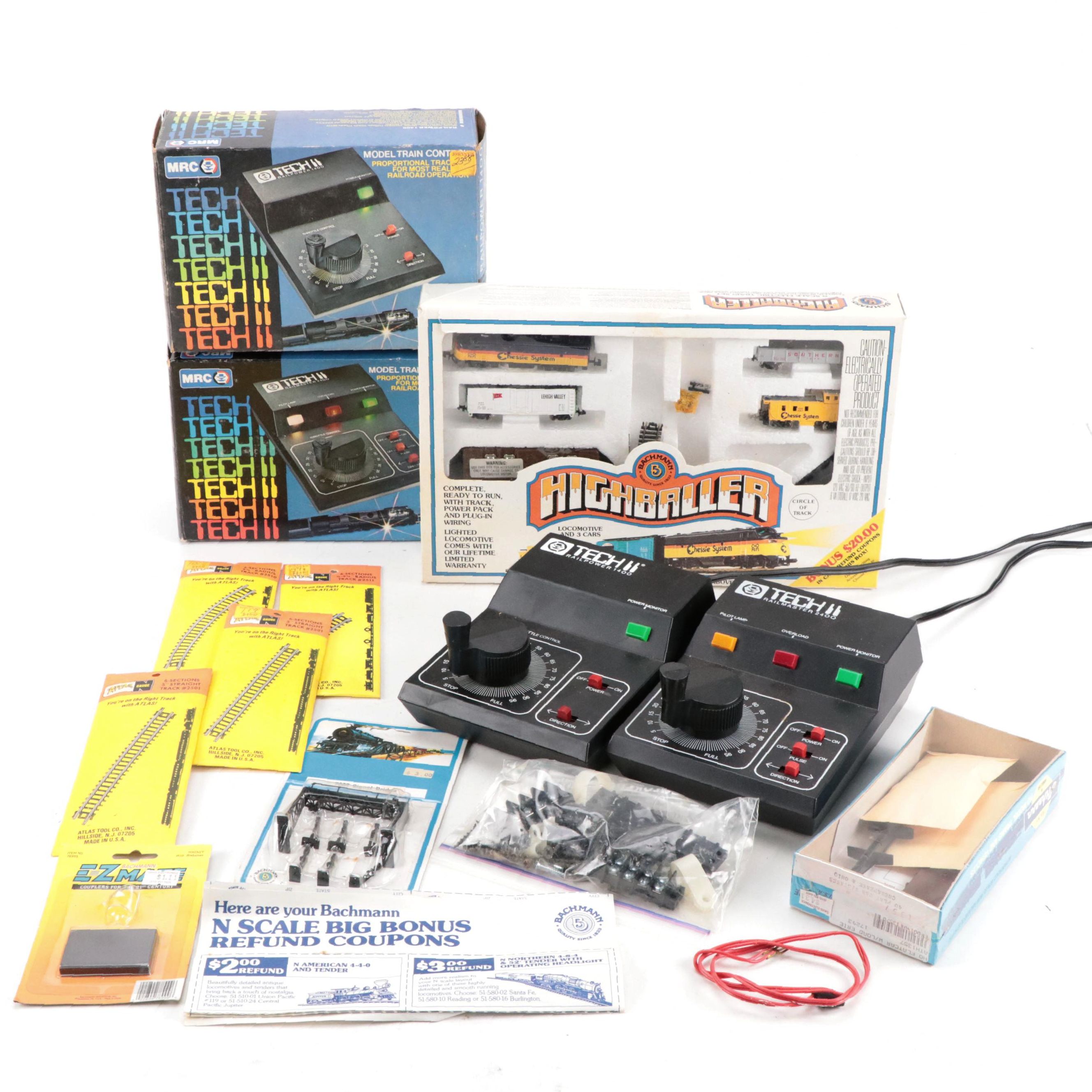 MRC Tech II Model Train Controllers with Bachmann 5 Highballer Train Set & More