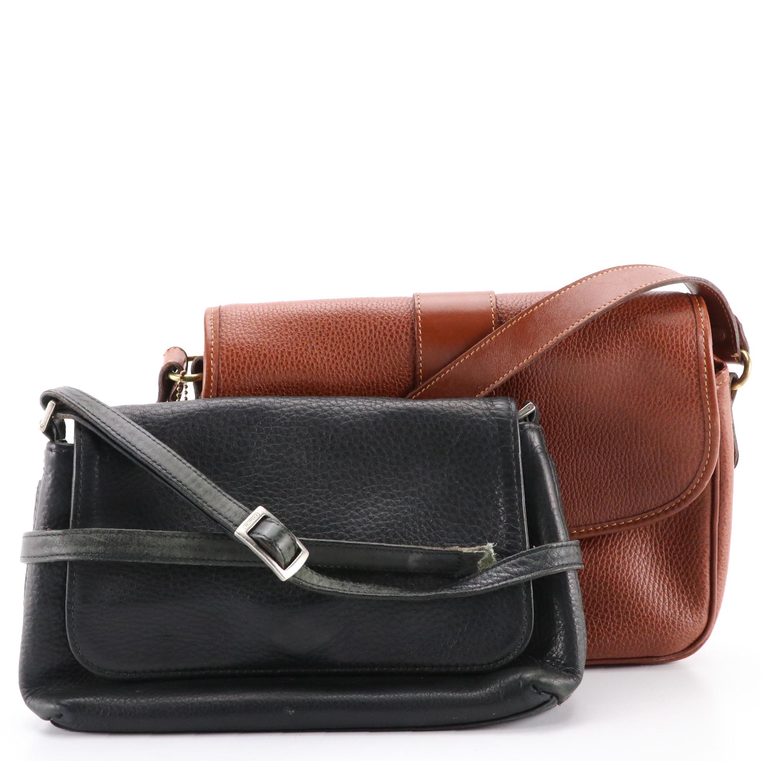 Coach Sheridan Mayfield and Front Flap Bags in Black and Brown Textured Leather