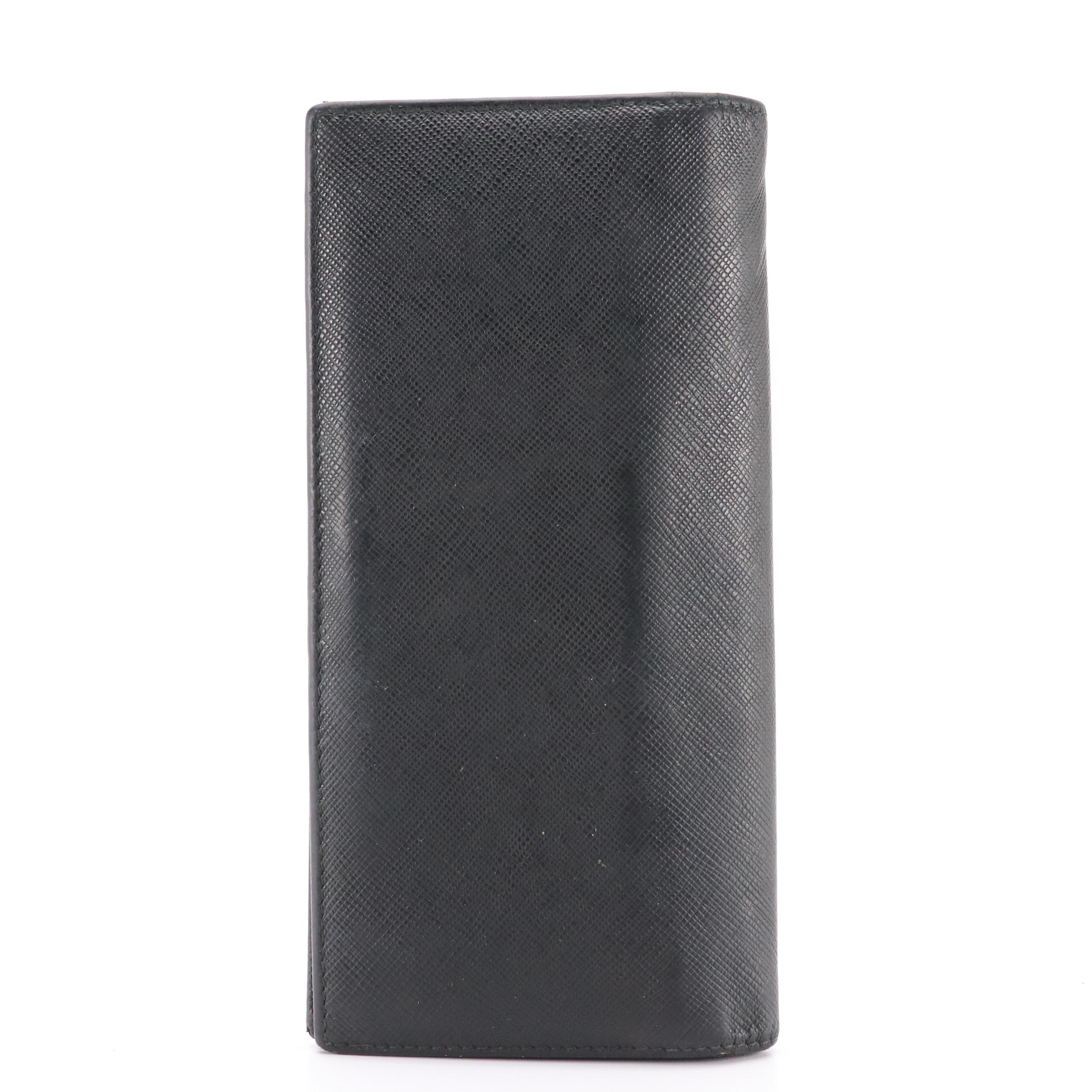Prada Long Bifold Wallet in Black Saffiano Leather