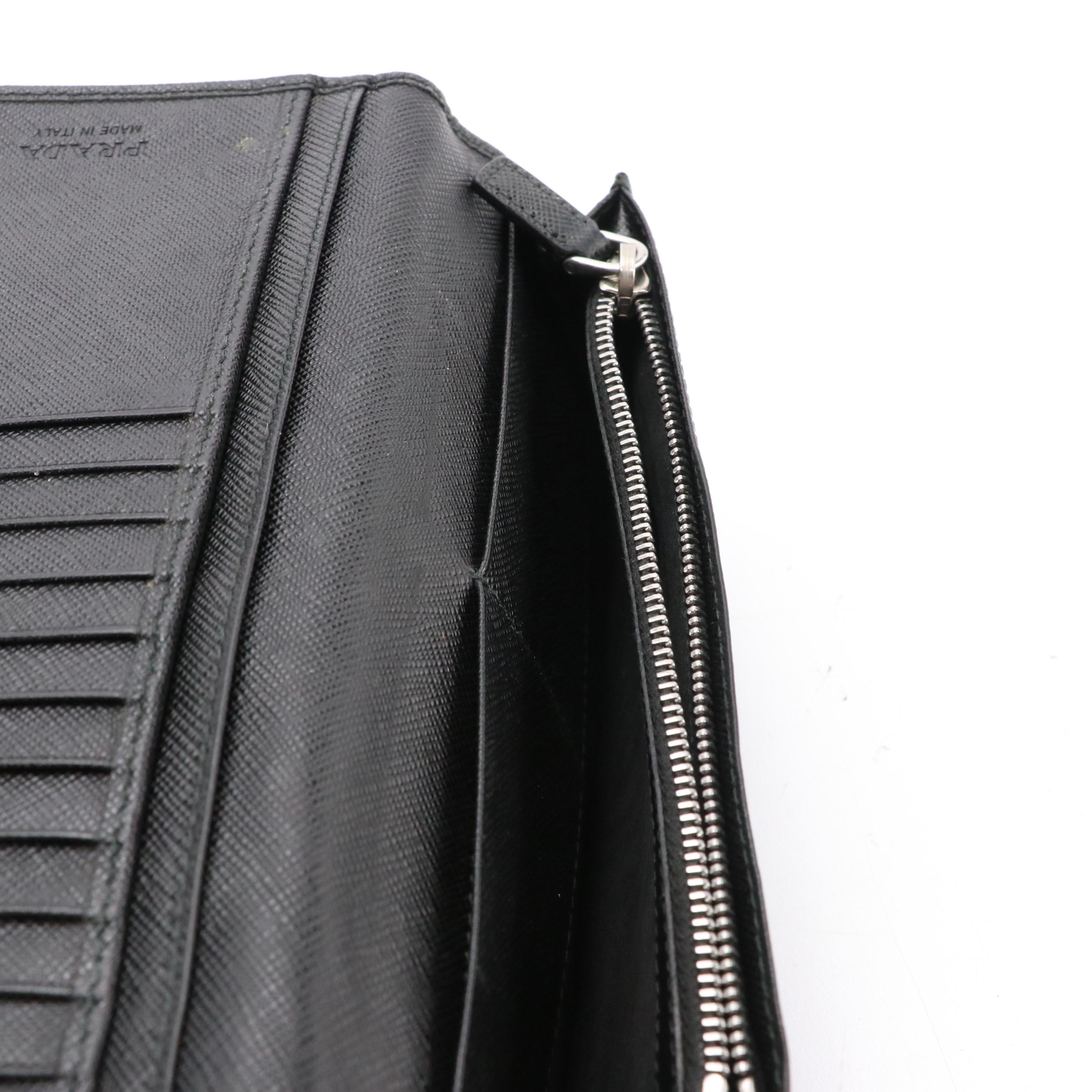 Prada Long Bifold Wallet in Black Saffiano Leather