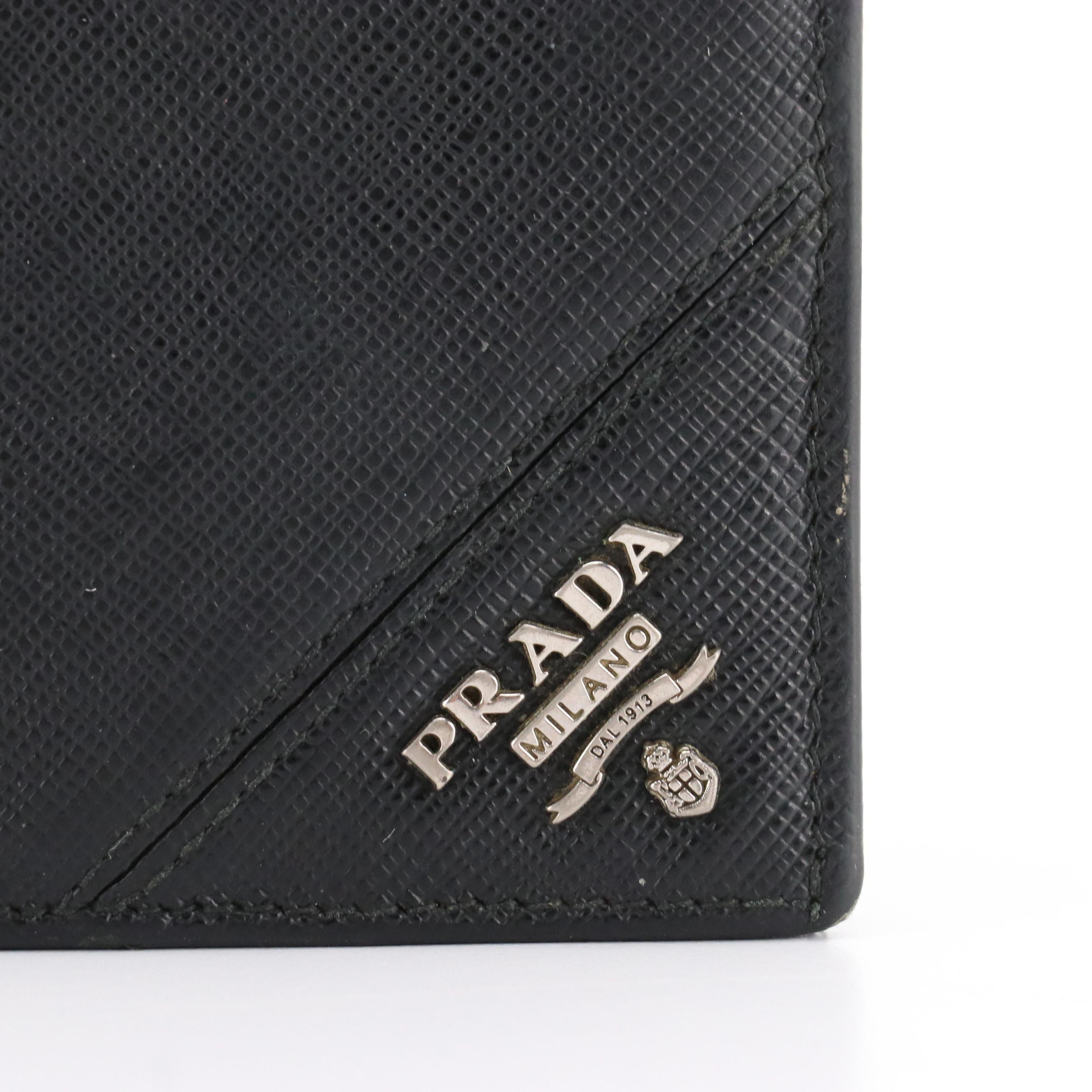 Prada Long Bifold Wallet in Black Saffiano Leather
