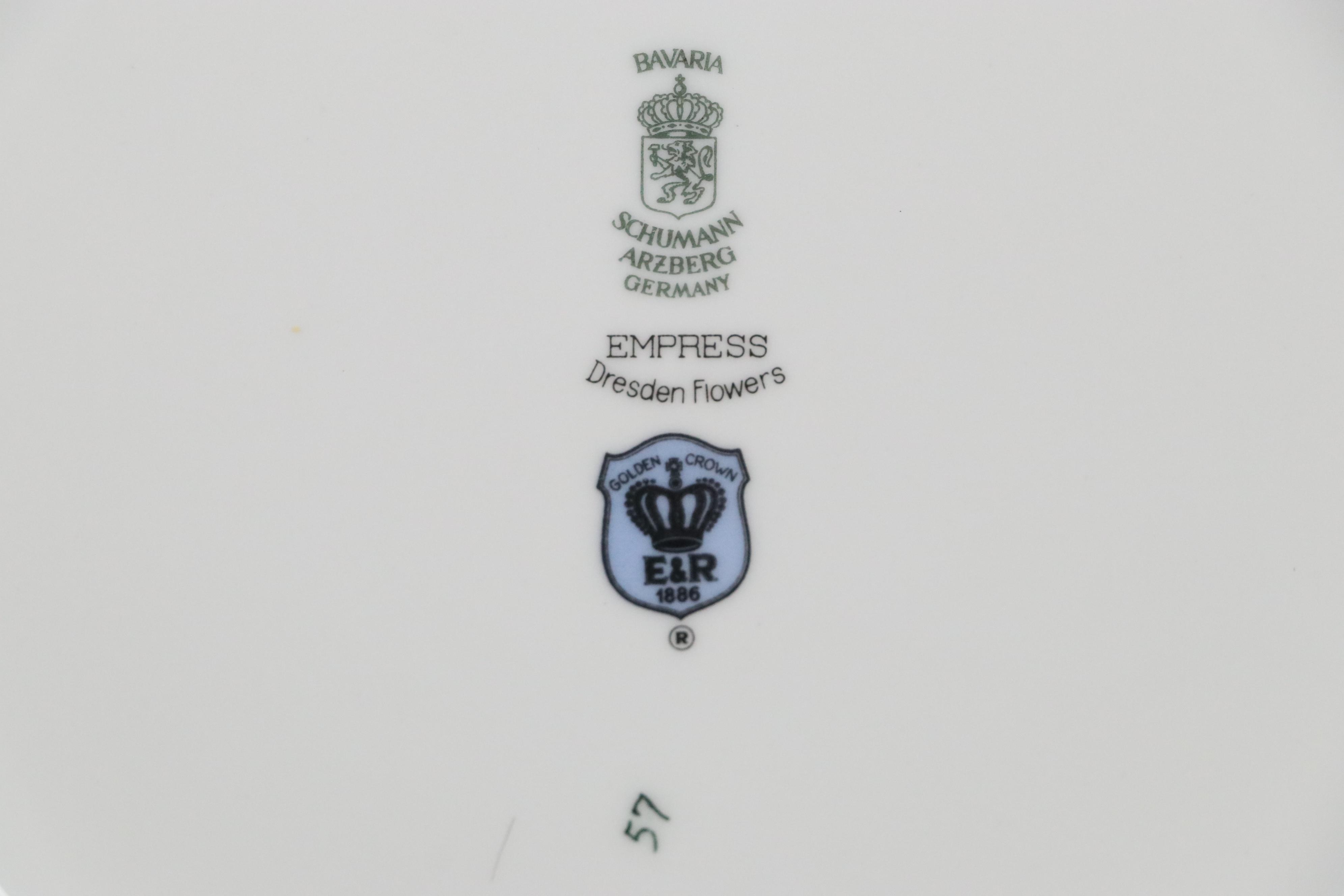 Schumann-Bavaria "Empress Dresden Flowers" Porcelain Dinnerware, 20th Century