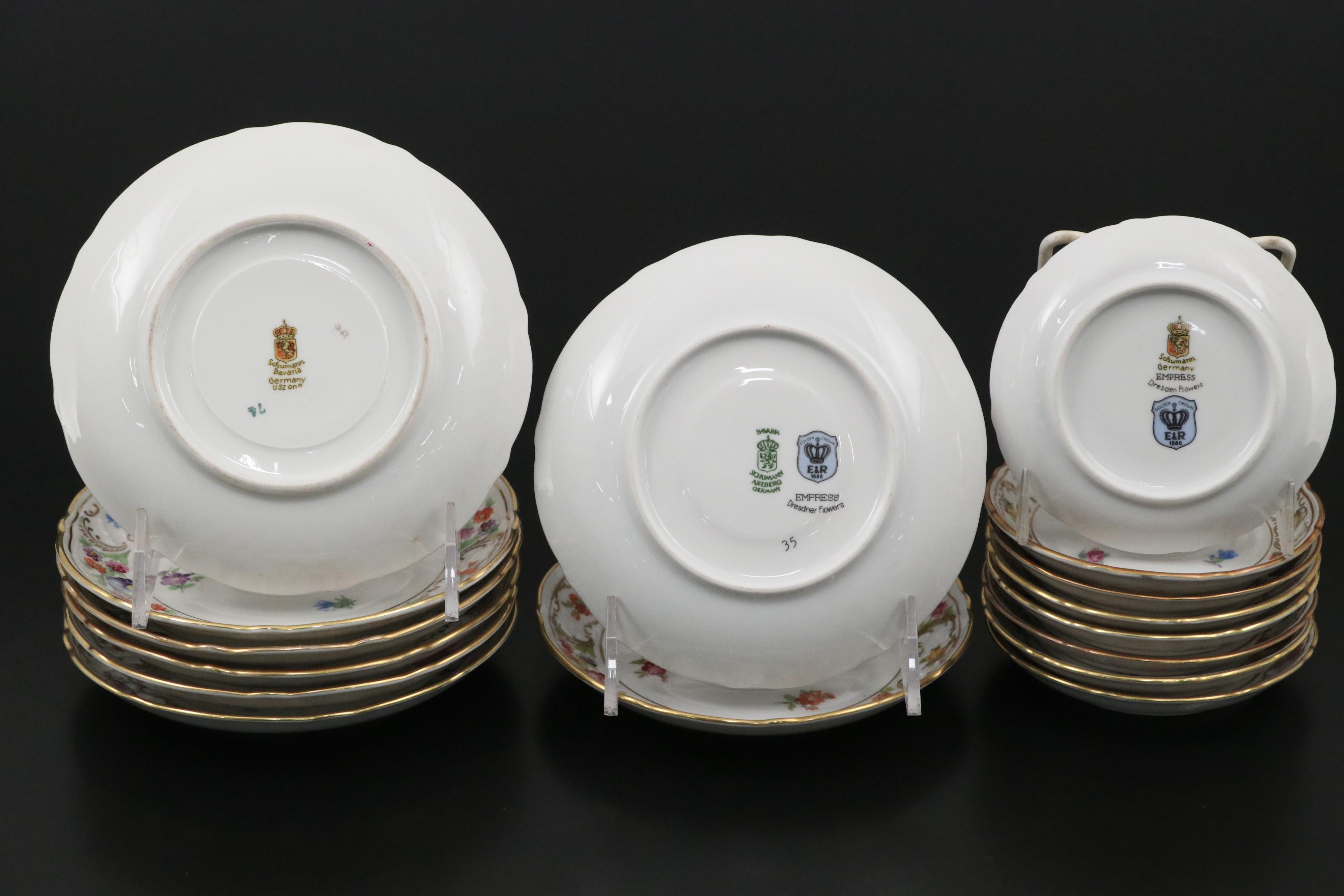 Schumann-Bavaria "Empress Dresden Flowers" Porcelain Dinnerware, 20th Century