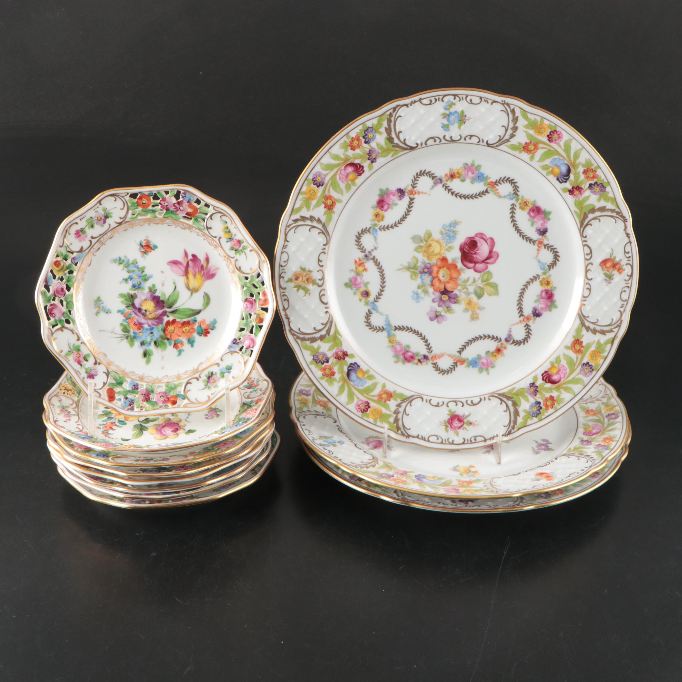 Schumann "Empress Dresden Flowers" and Other Dresden Porcelain Dinnerware