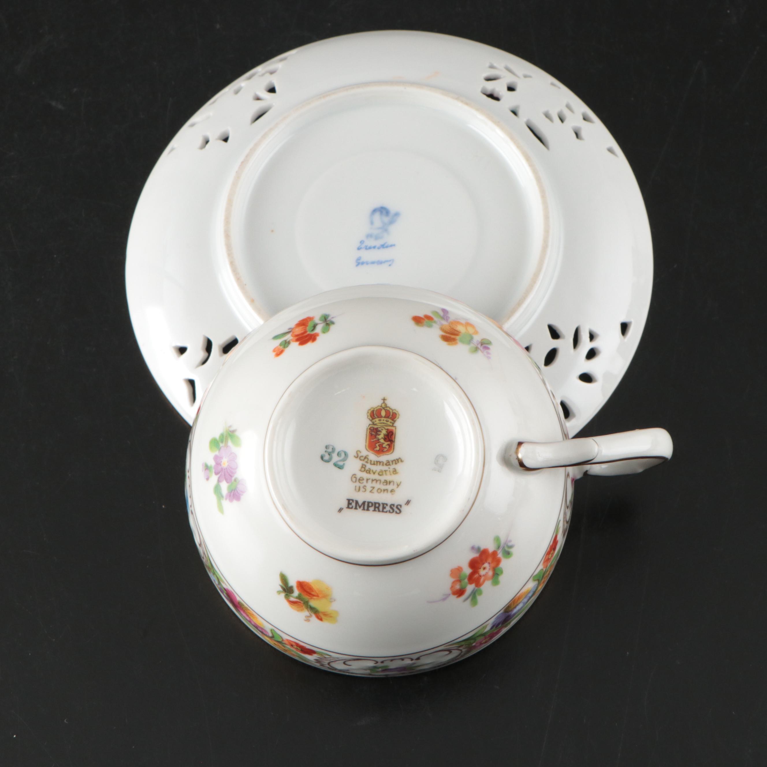 Schumann "Empress Dresden Flowers" and Other Dresden Porcelain Dinnerware