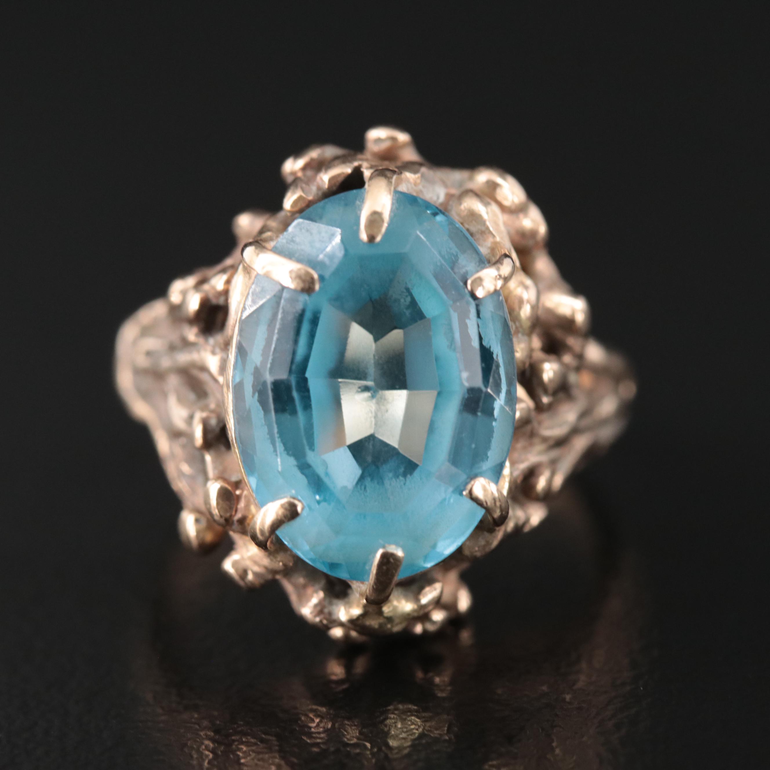 14K Swiss Blue Topaz Solitaire Ring