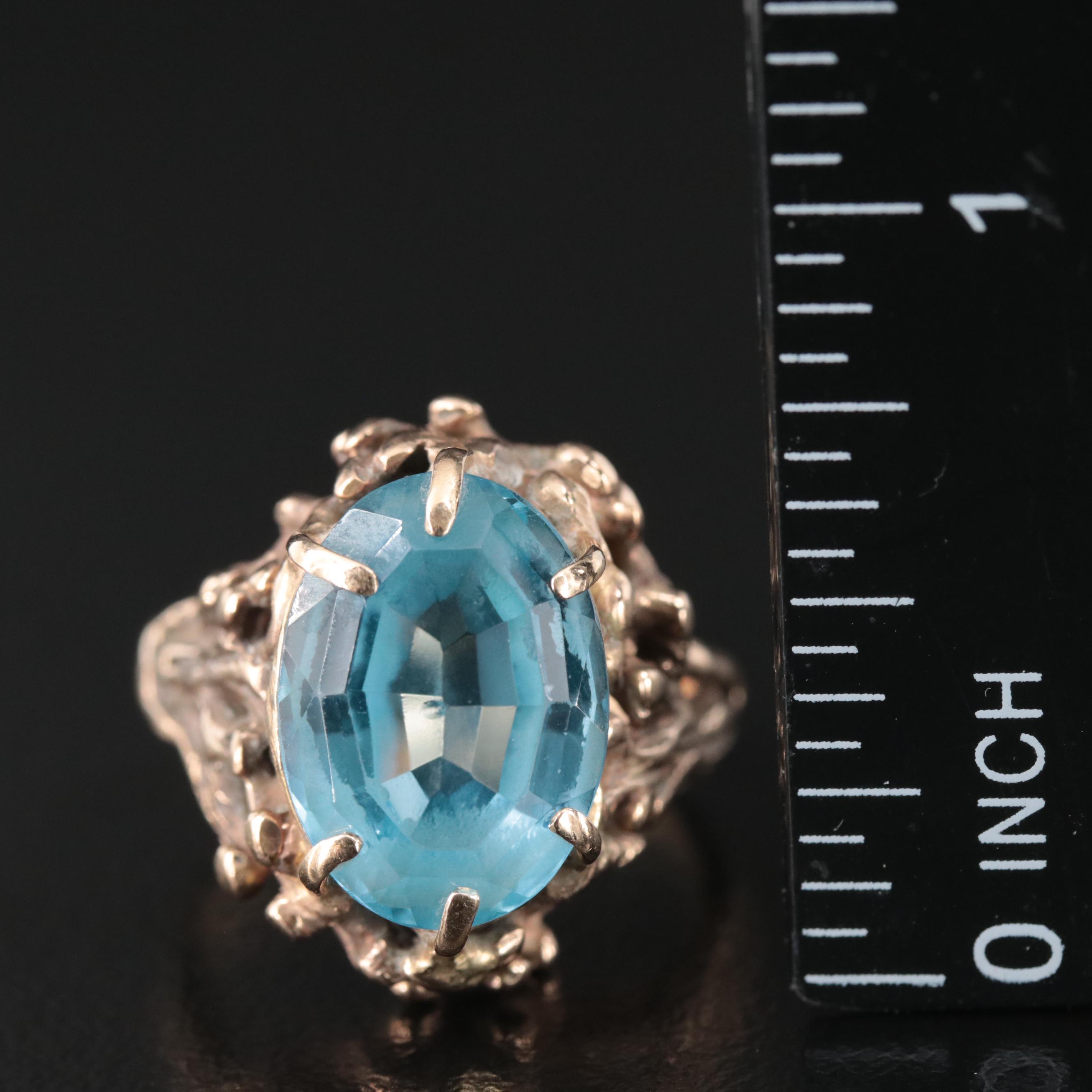 14K Swiss Blue Topaz Solitaire Ring