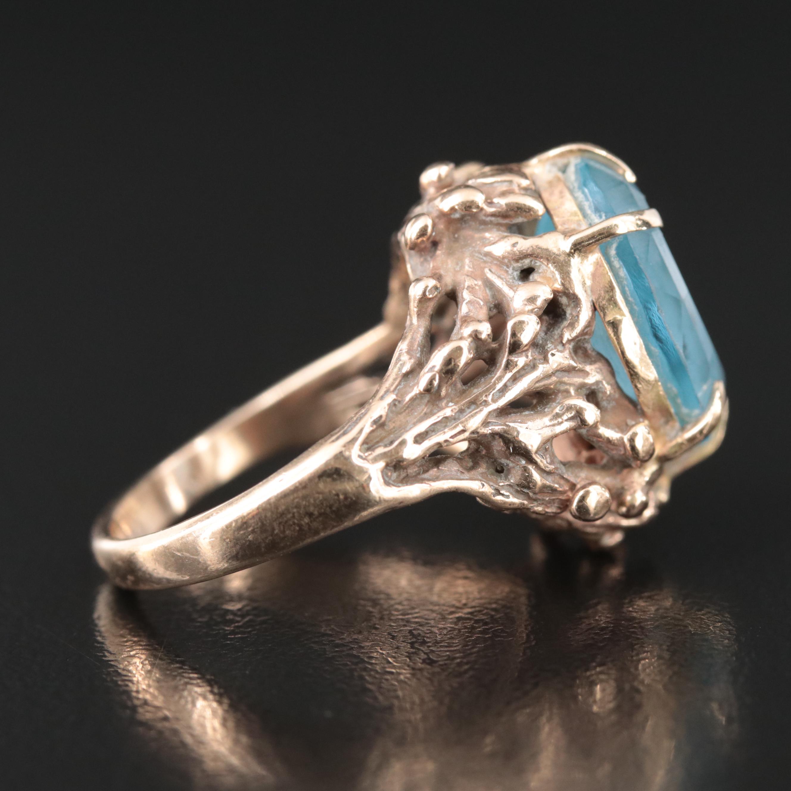 14K Swiss Blue Topaz Solitaire Ring