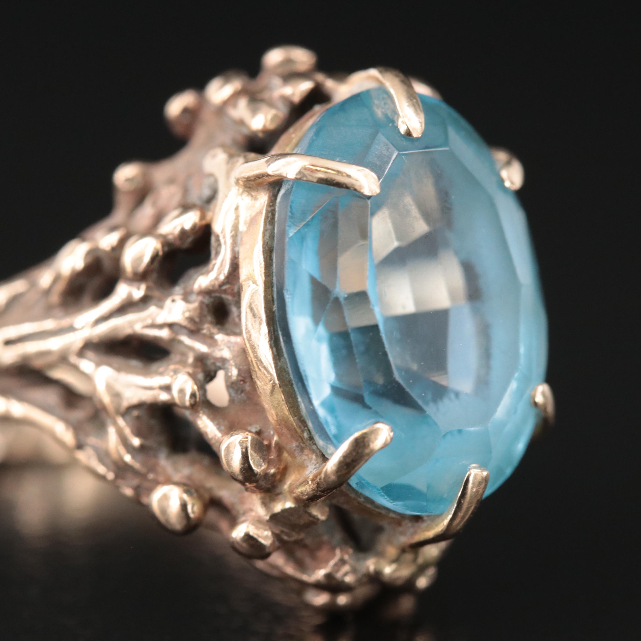 14K Swiss Blue Topaz Solitaire Ring