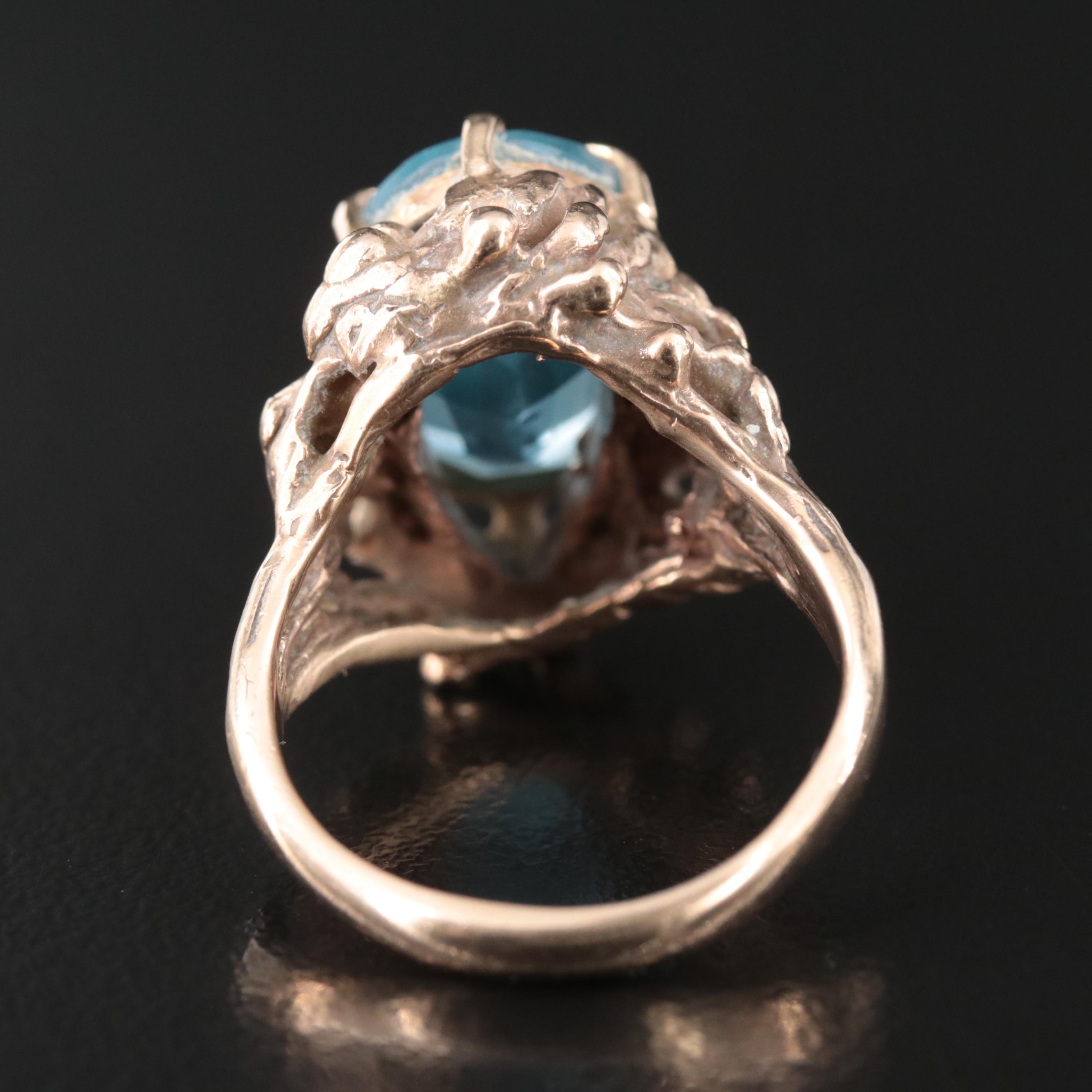 14K Swiss Blue Topaz Solitaire Ring