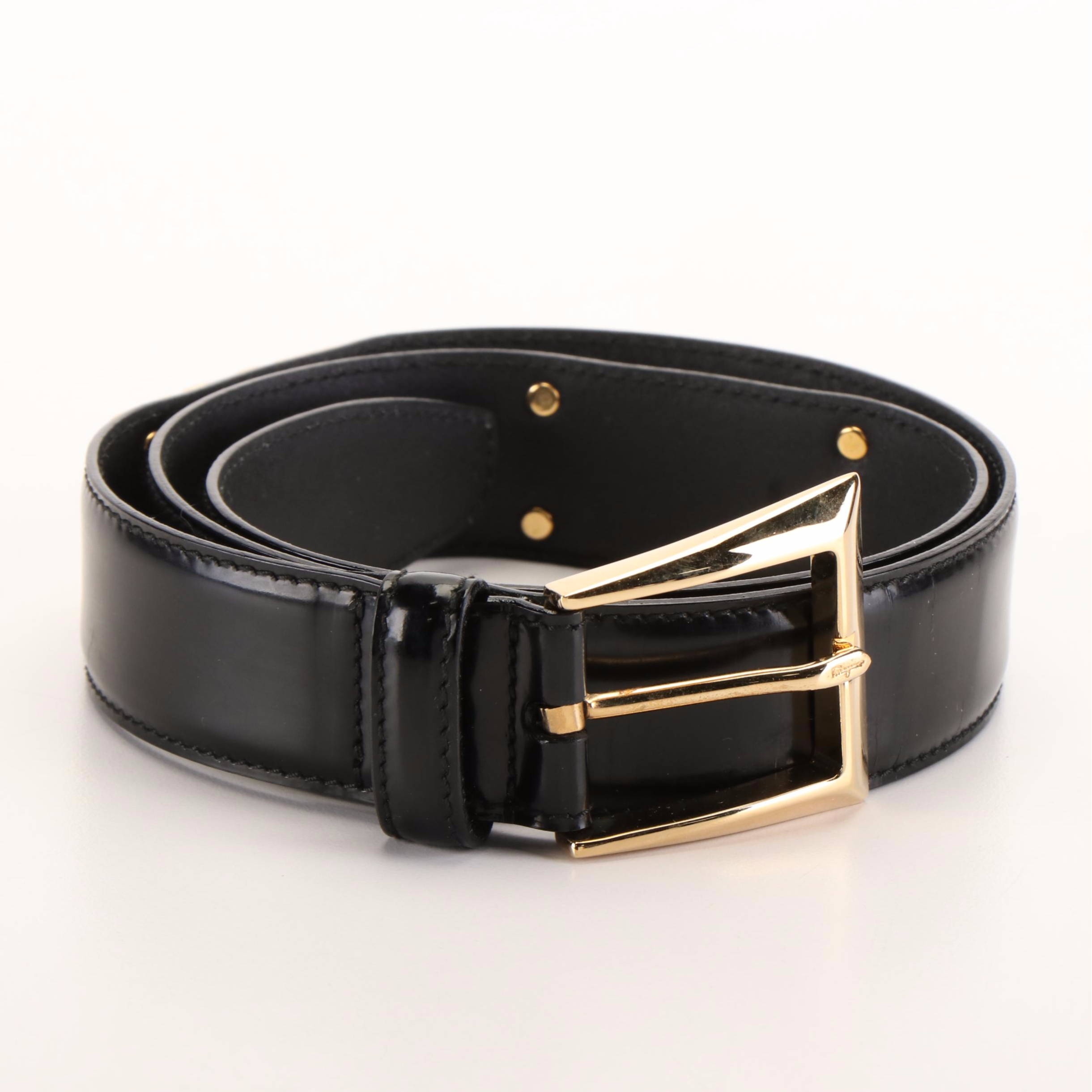 Salvatore Ferragamo Double Gancini Leather Belt