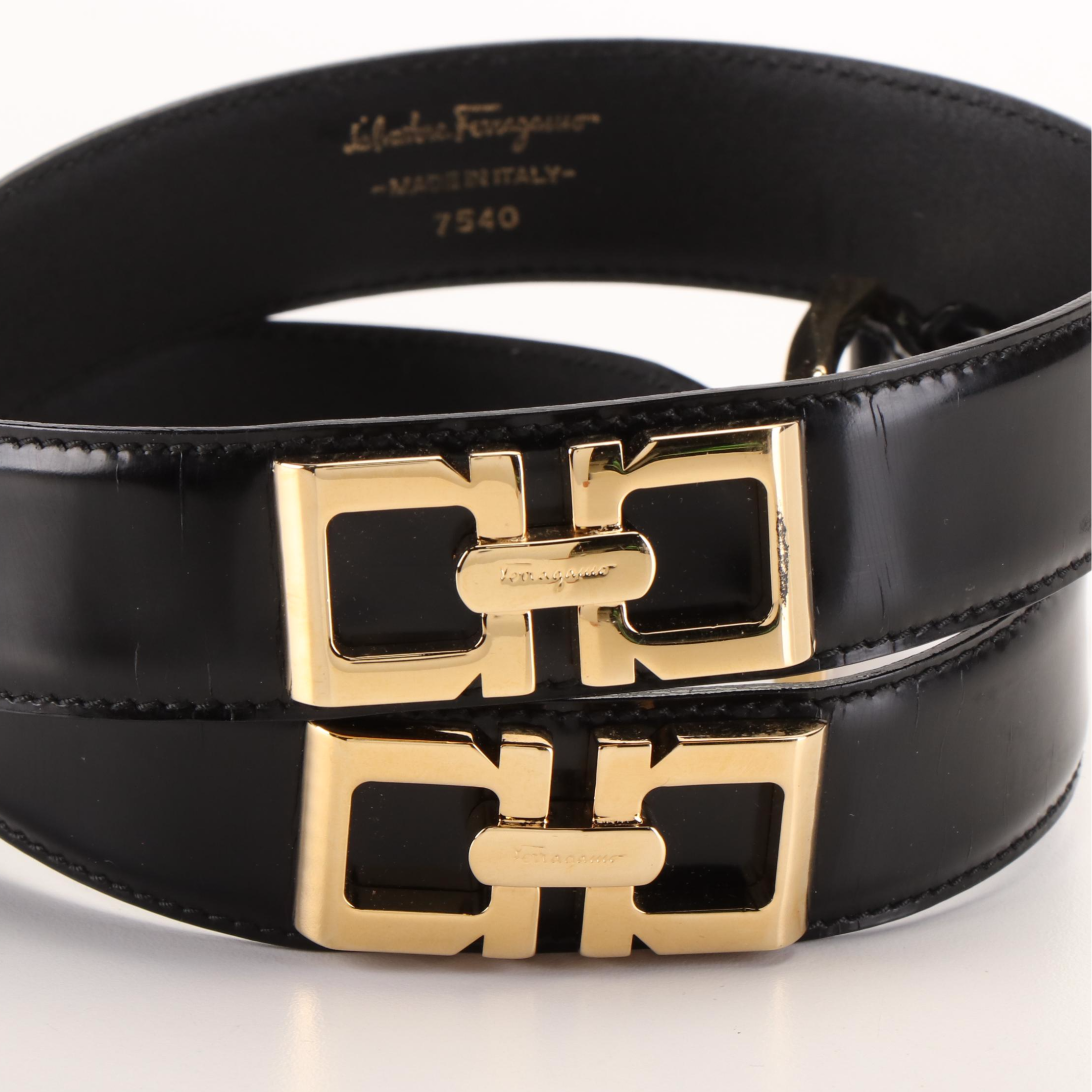 Salvatore Ferragamo Double Gancini Leather Belt